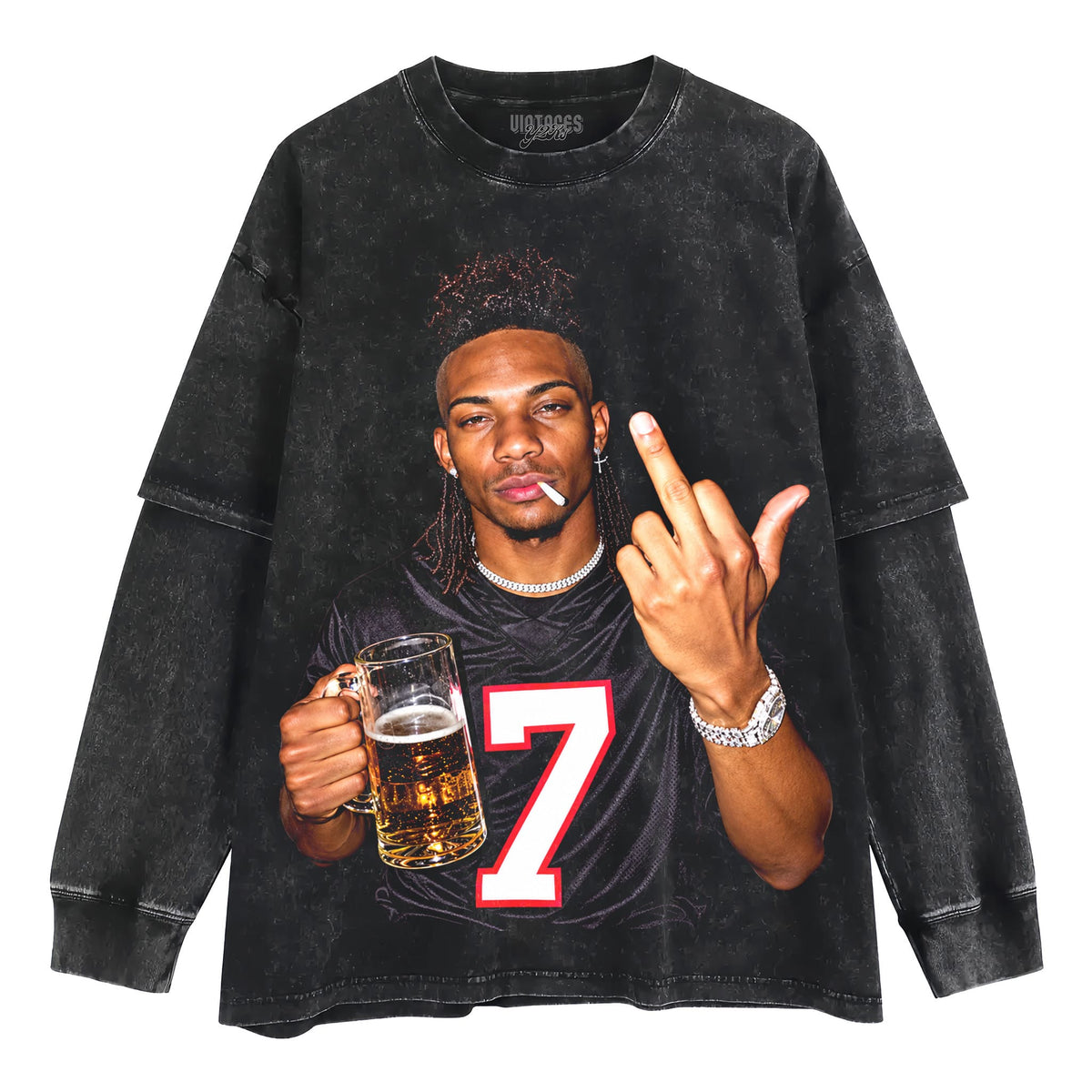 ATLANTA FALCONS BIJAN ROBINSON DRINKING & MIDDLE FINGER TANK TOP & TEE & LONG SLEEVE & LAYERED LS & HOODIE
