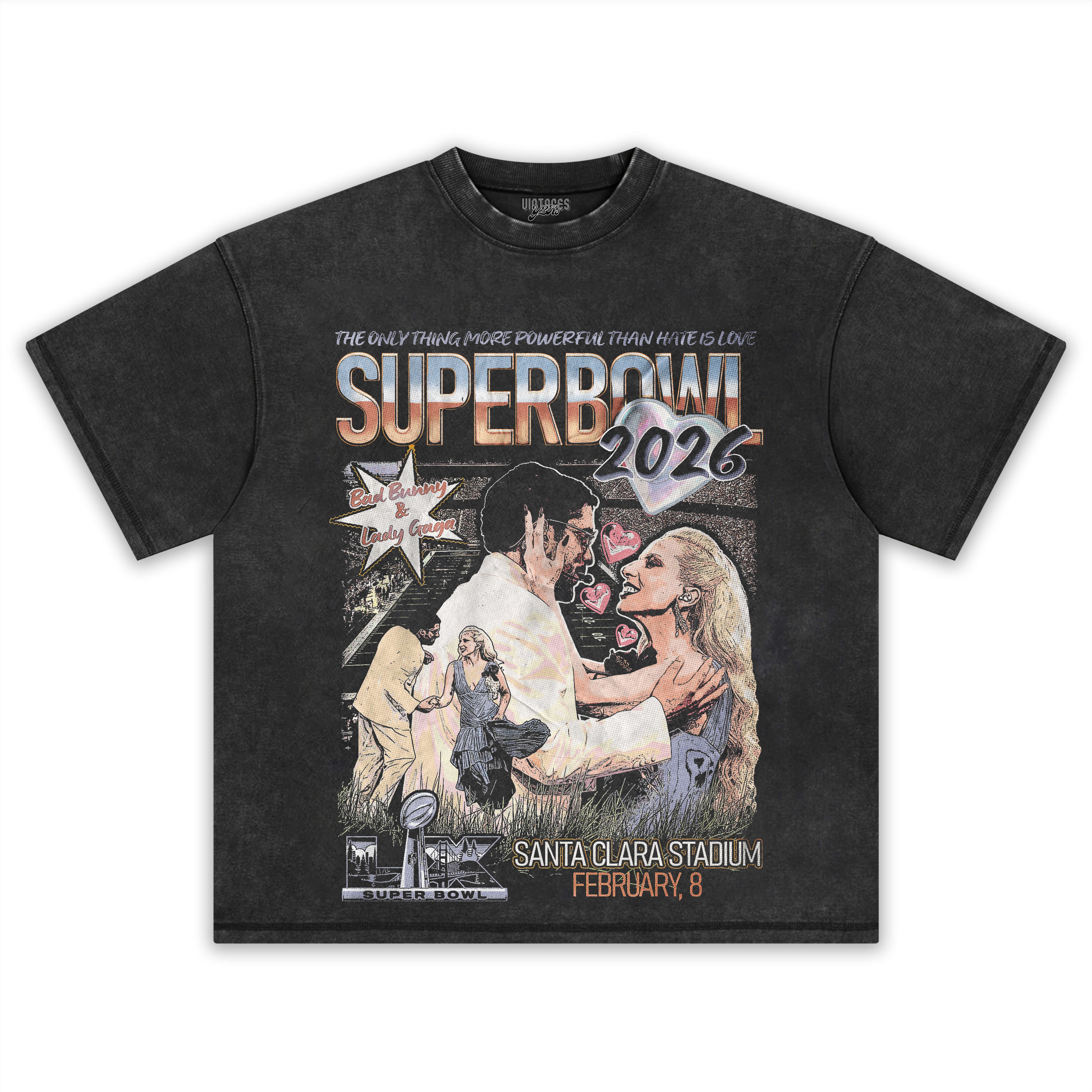 BAD BUNNY & LADY GAGA SUPER BOWL 2026 TEE & LS & HOODIE