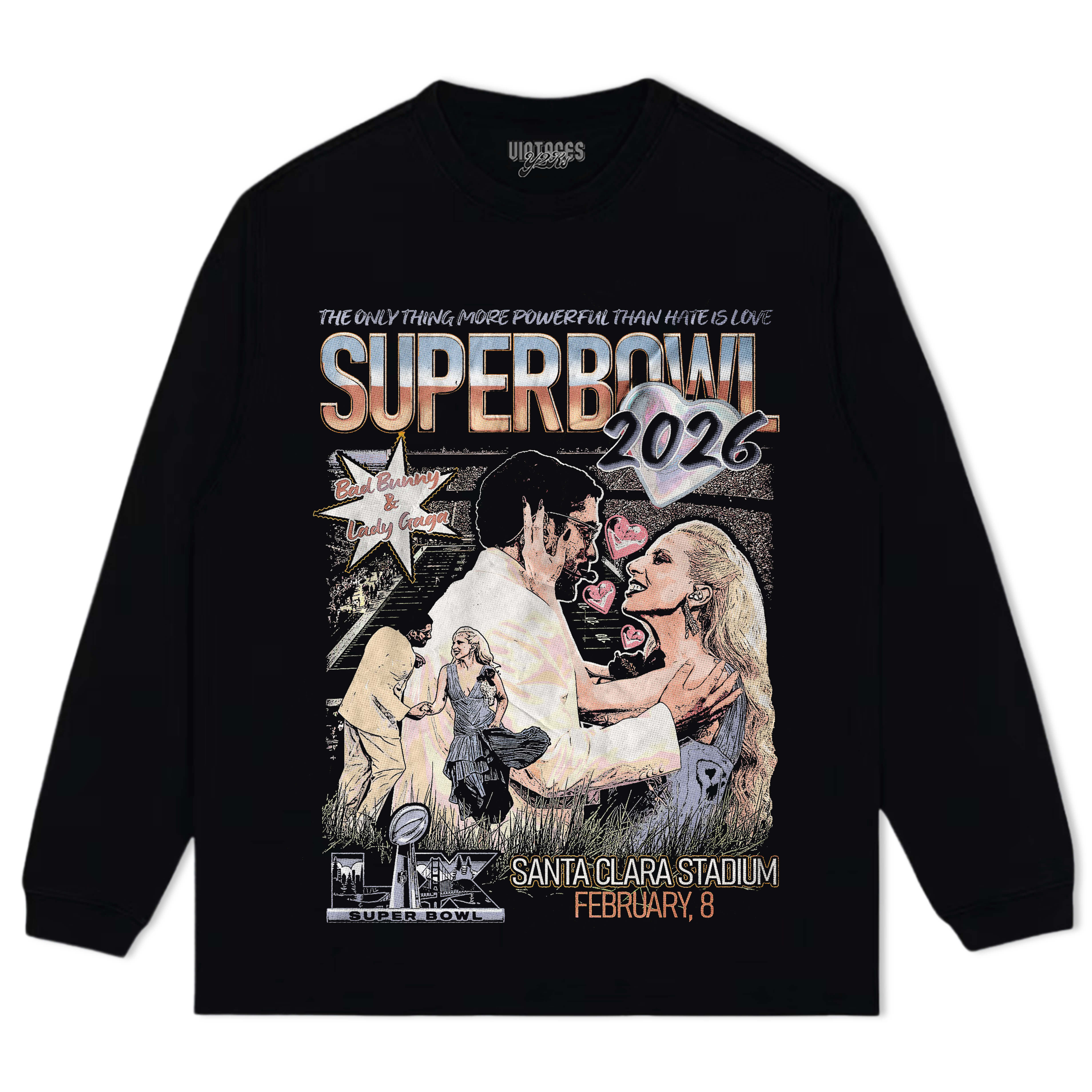 BAD BUNNY & LADY GAGA SUPER BOWL 2026 TEE & LS & HOODIE
