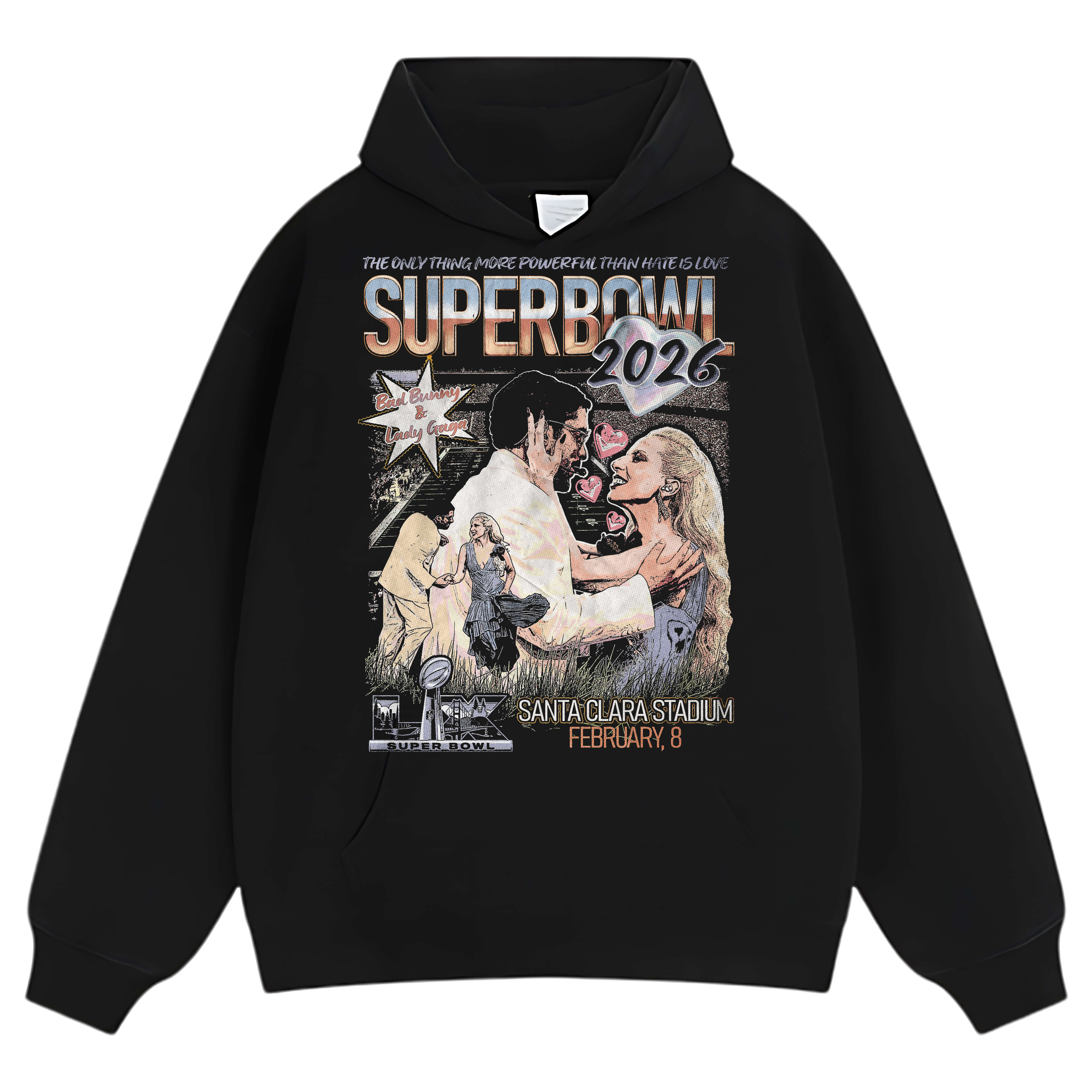 BAD BUNNY & LADY GAGA SUPER BOWL 2026 TEE & LS & HOODIE