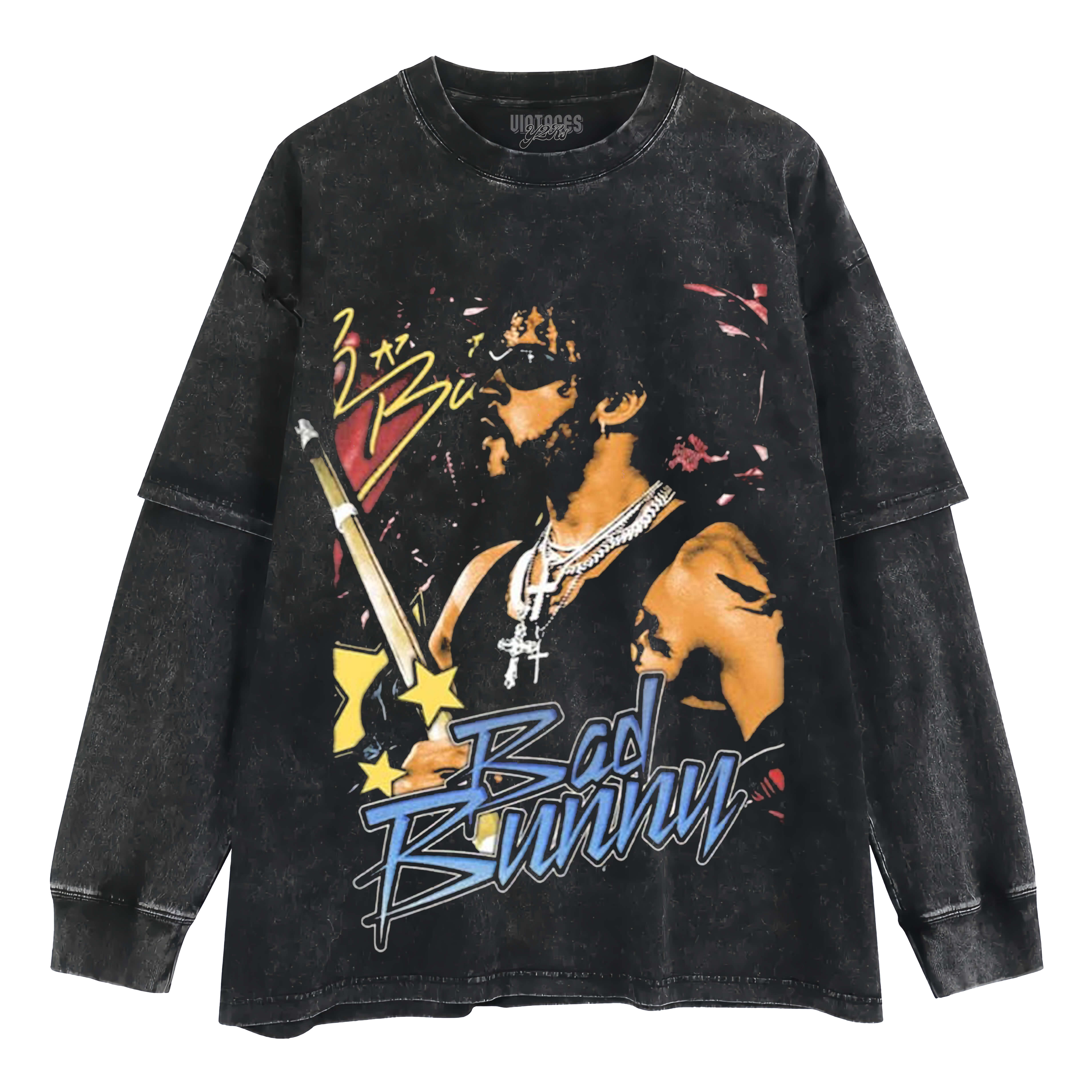 BAD BUNNY SUPER BOWL VINTAGE LAYERED LONG SLEEVE
