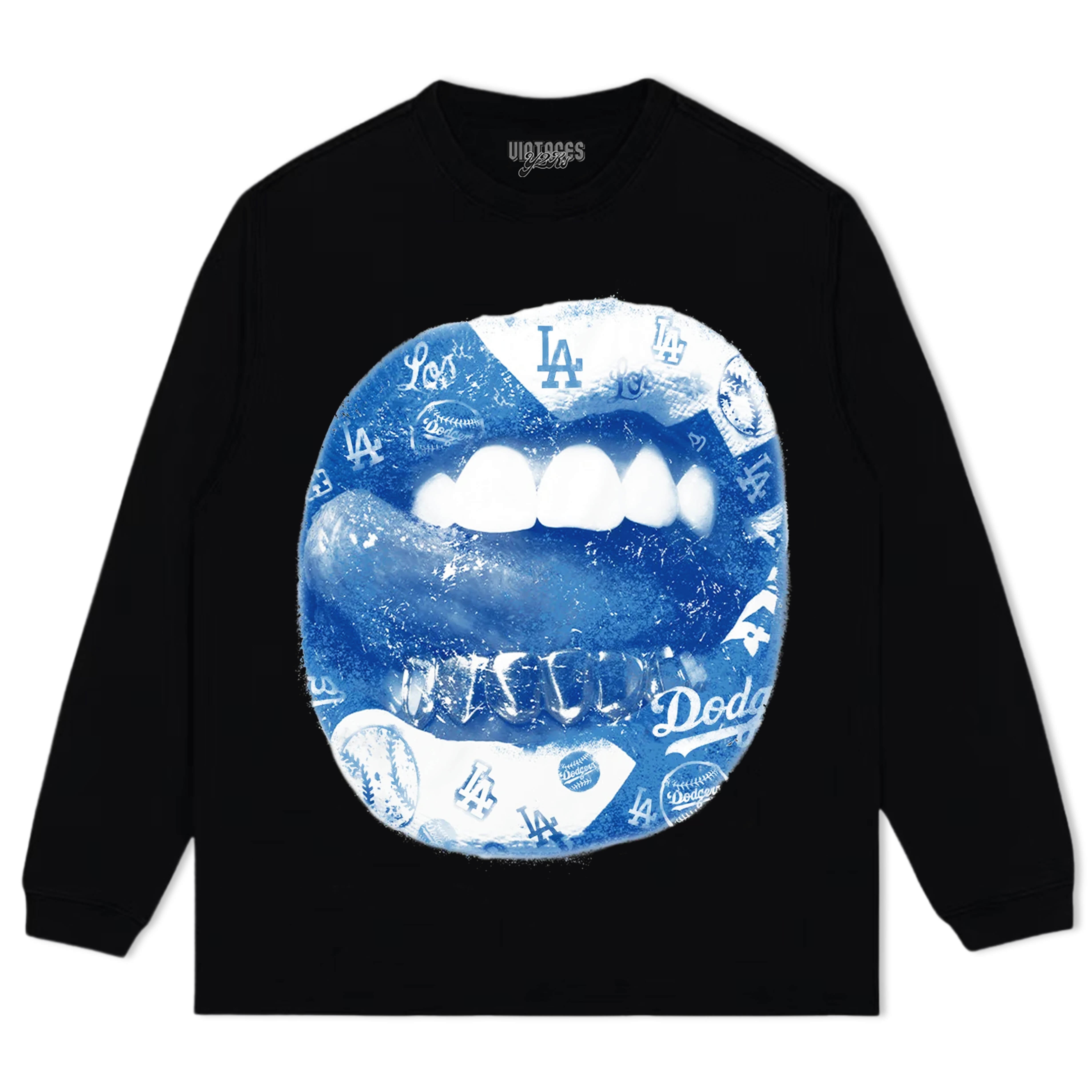 BLUE VINTAGE DODGERS LIP PRINT TEE & LS & HOODIE