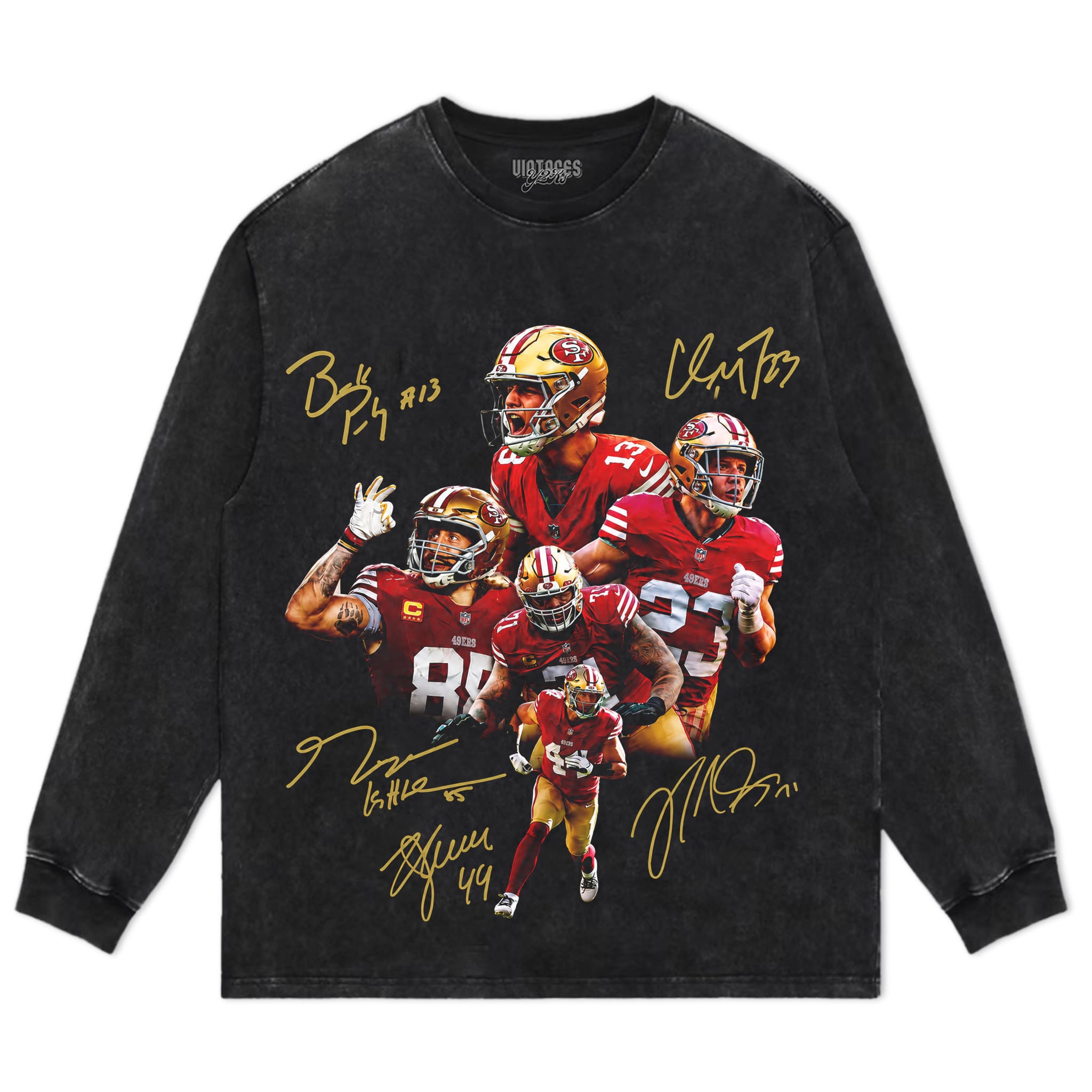 BROCK PURDY & KYLE JUSZCZYK & GEORGE KITTLE & CHRISTIAN MCCAFFREY 49ERS TANK TOP & TEE & LONG SLEEVE & LAYERED LS & HOODIE