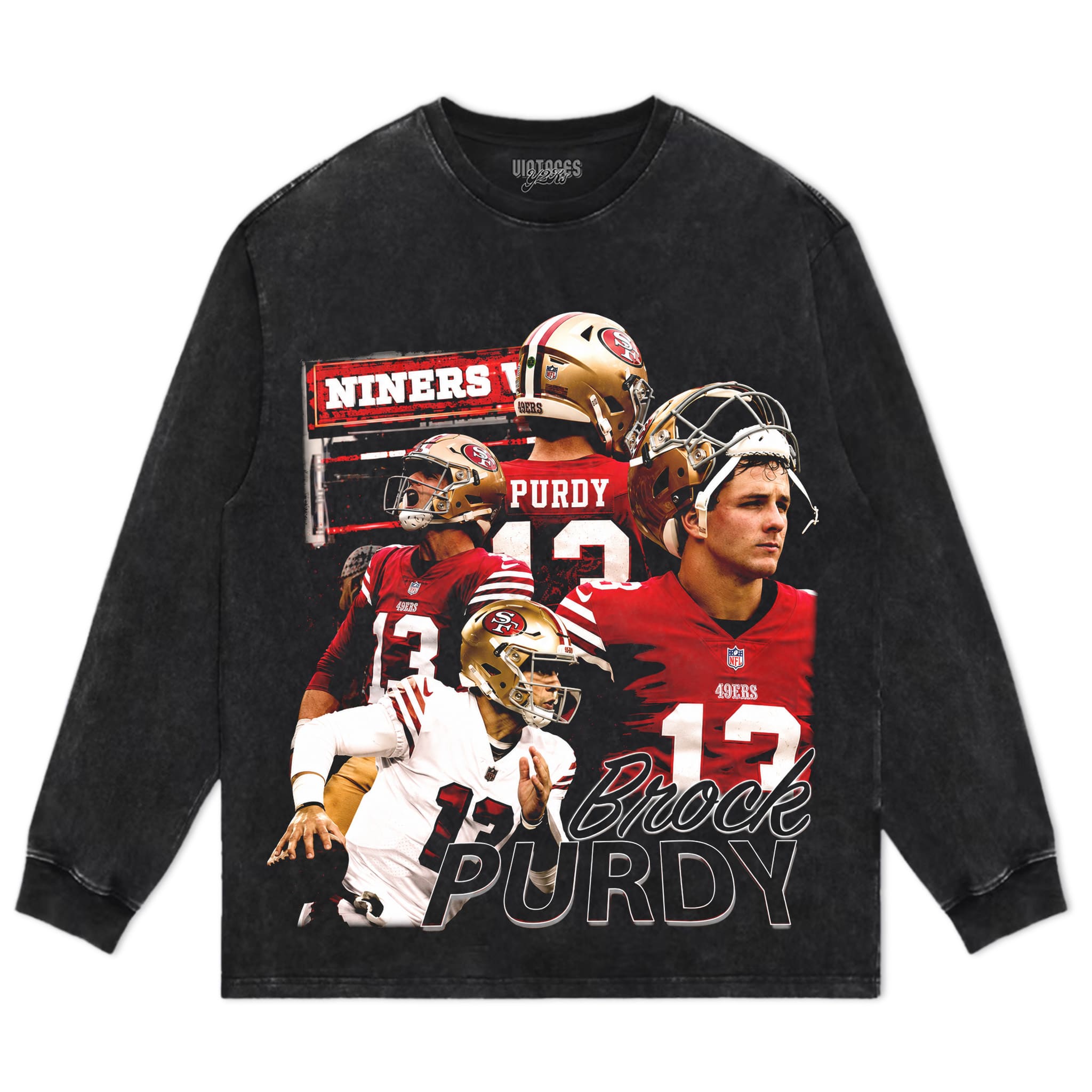 BROCK PURDY V2 VINTAGE 49ERS TANK TOP & TEE & LONG SLEEVE & LAYERED LS & HOODIE