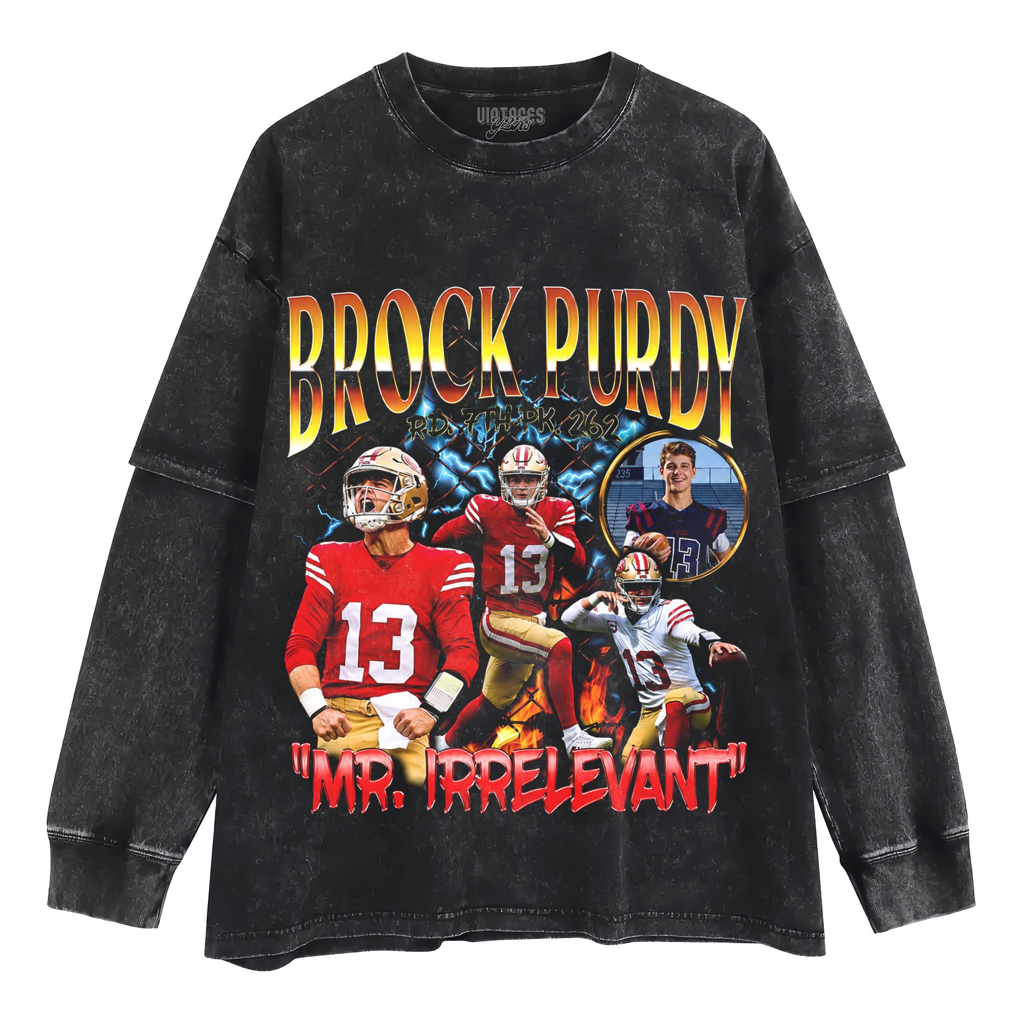 BROCK PURDY V3 VINTAGE 49ERS TANK TOP & TEE & LONG SLEEVE & LAYERED LS & HOODIE