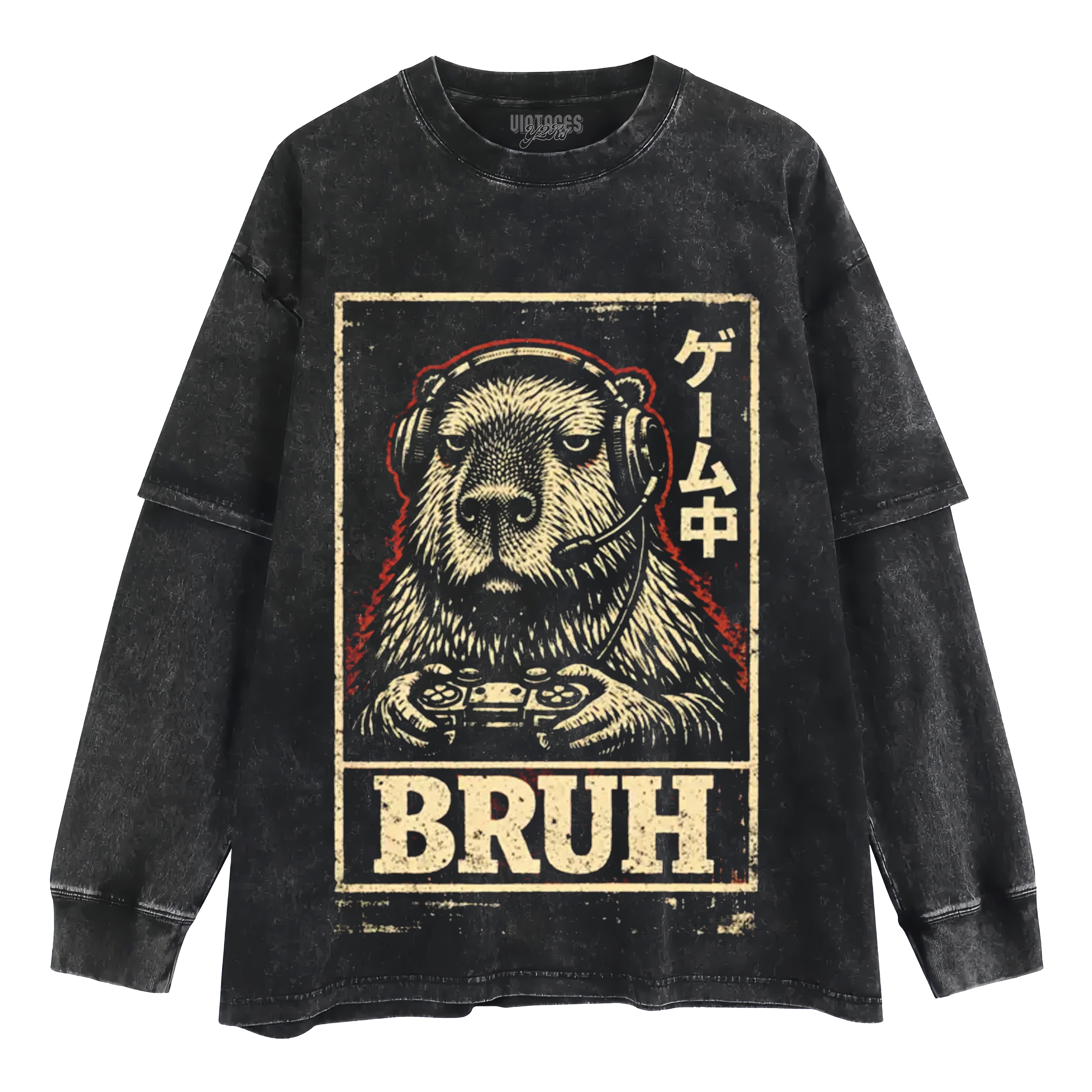 BRUH CAPYBARA GAMER VIDEO GAMES MEME LAYERED LONG SLEEVE