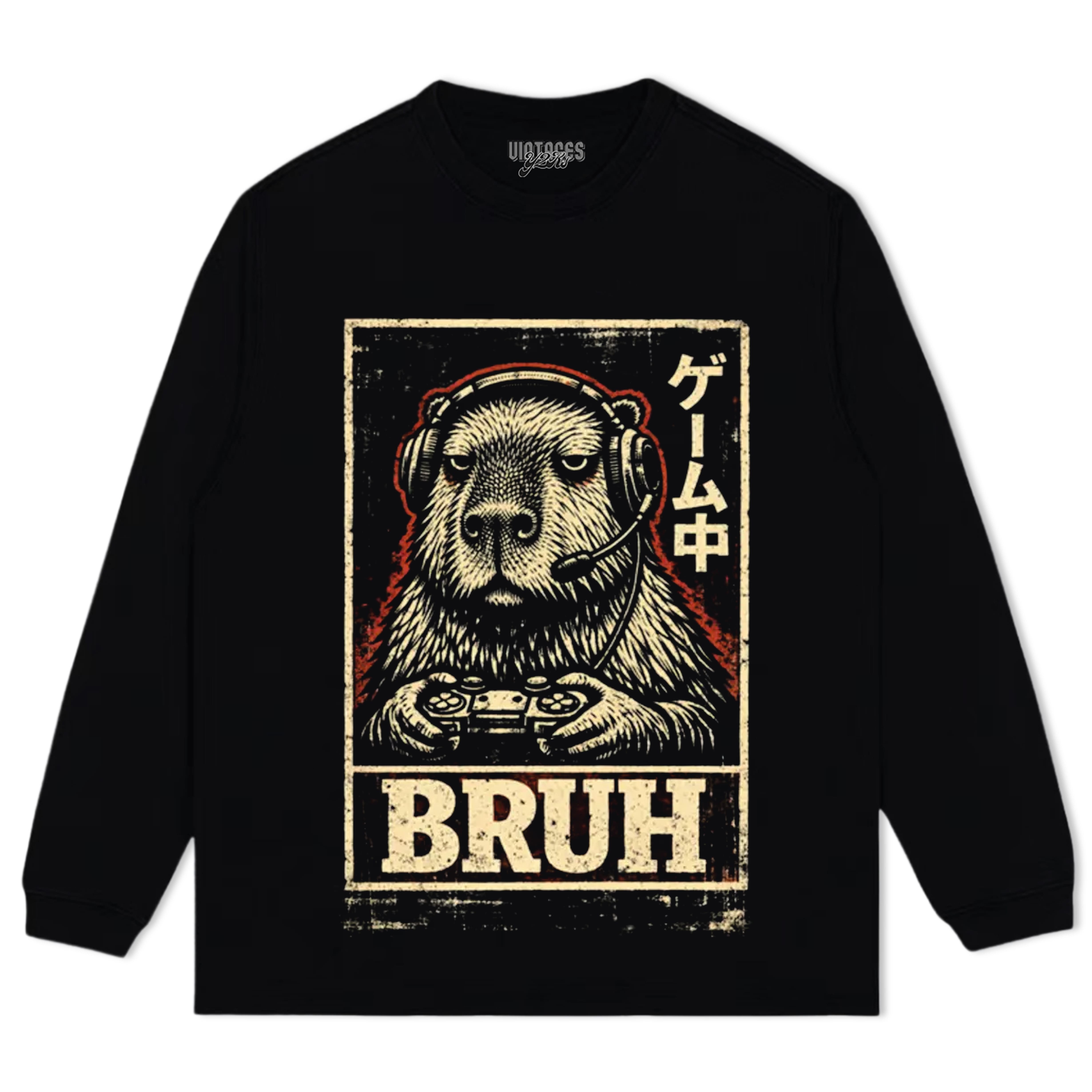 BRUH CAPYBARA GAMER VIDEO GAMES MEME TEE & LS & HOODIE