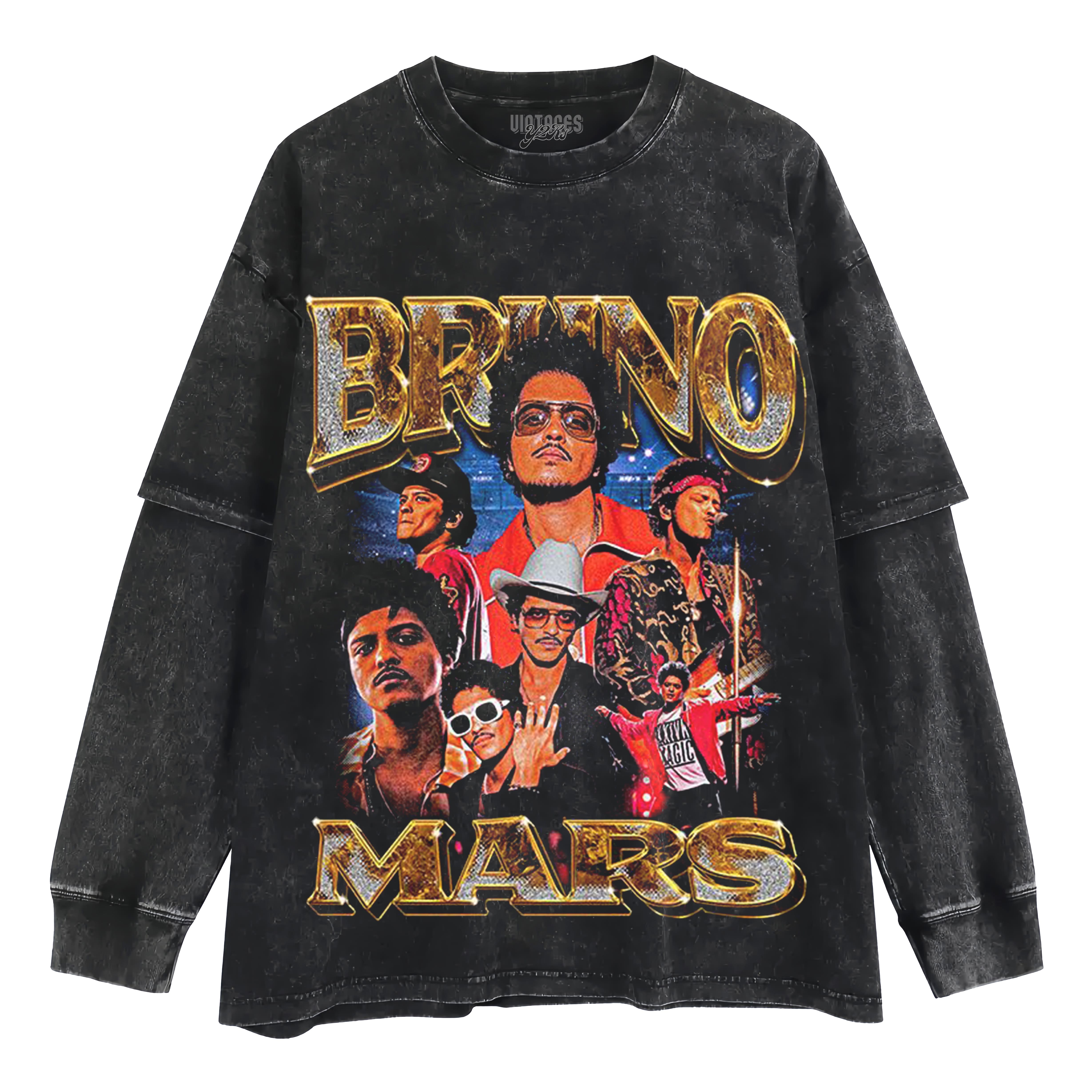 BRUNO MARS-VINTAGE STYLE LAYERED LONG SLEEVE