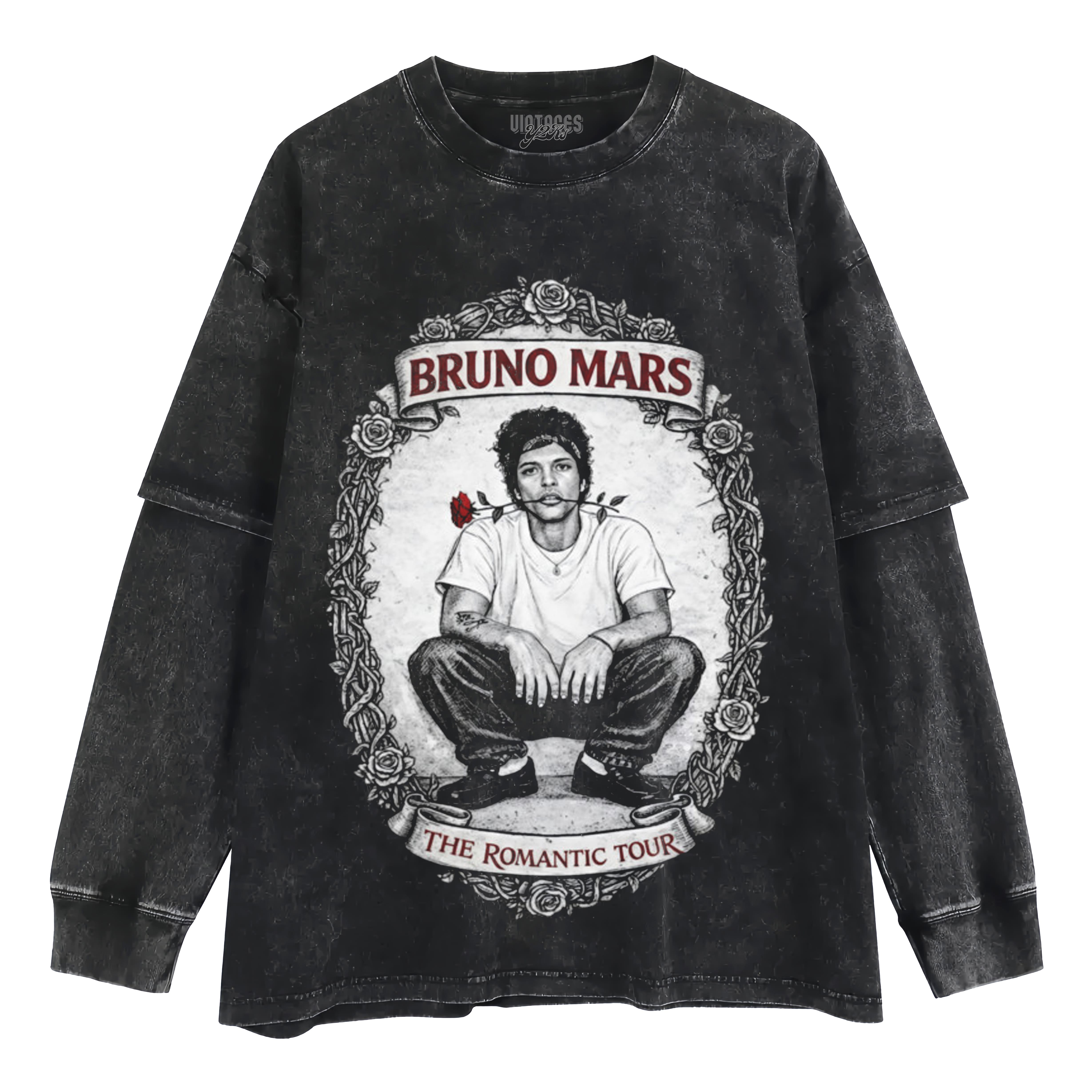 BRUNO MARS STYLE VINTAGE LAYERED LONG SLEEVE