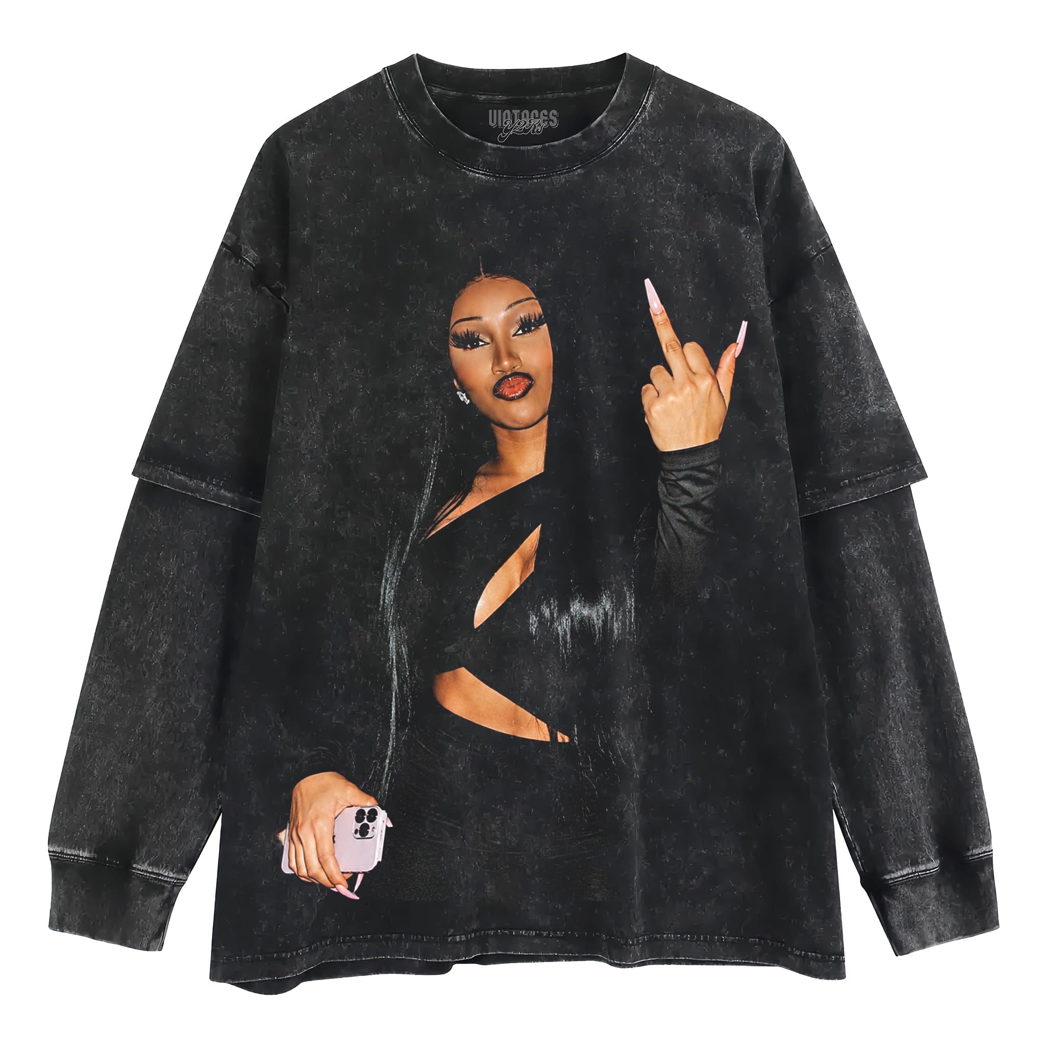 CARDI B MIDDLE FINGER MEME VINTAGE V2 TANK TOP & TEE & LONG SLEEVE & LAYERED LS & HOODIE