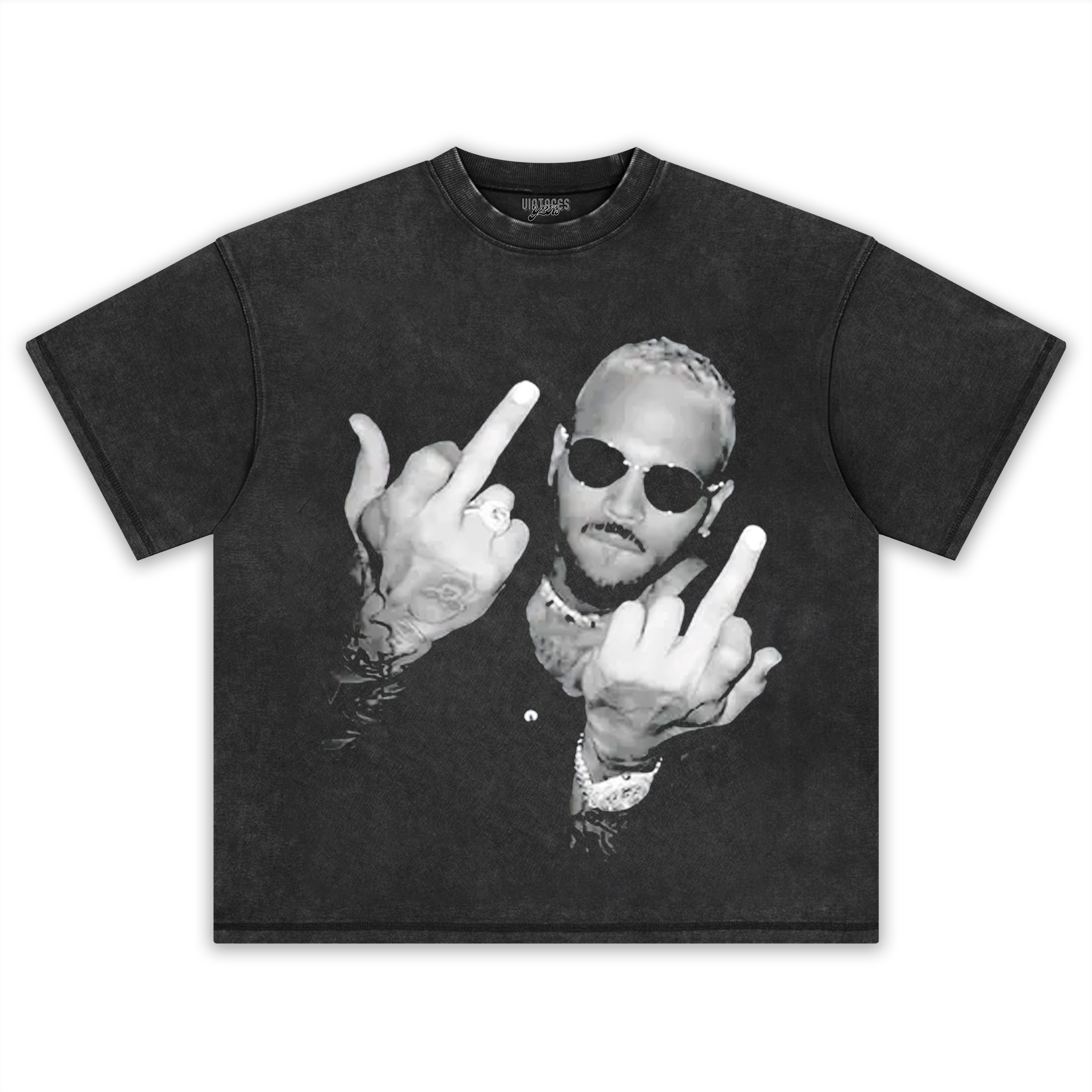 CHRIS BROWN VINTAGE MIDDLE FINGER TEE & LS & HOODIE