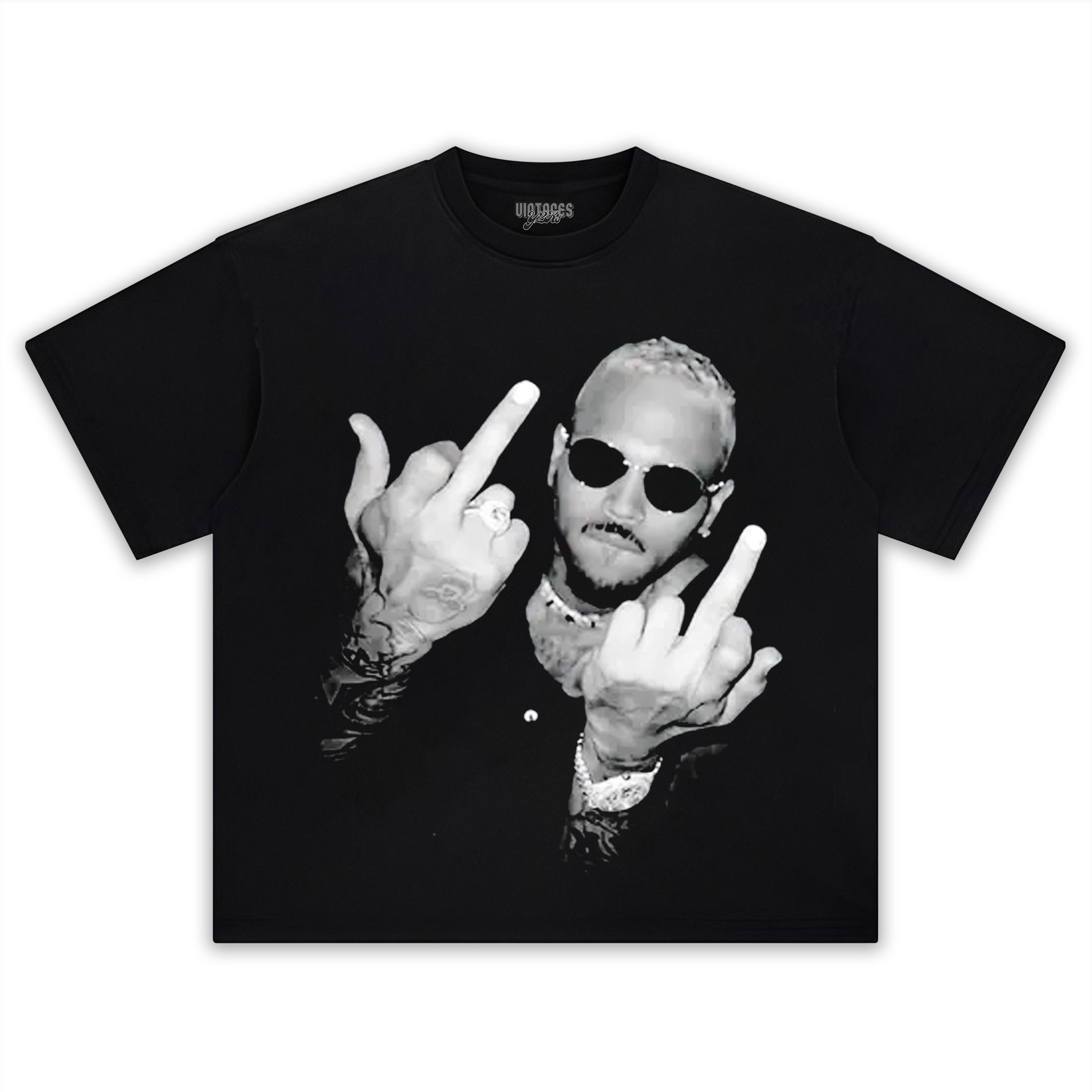 CHRIS BROWN VINTAGE MIDDLE FINGER TEE & LS & HOODIE