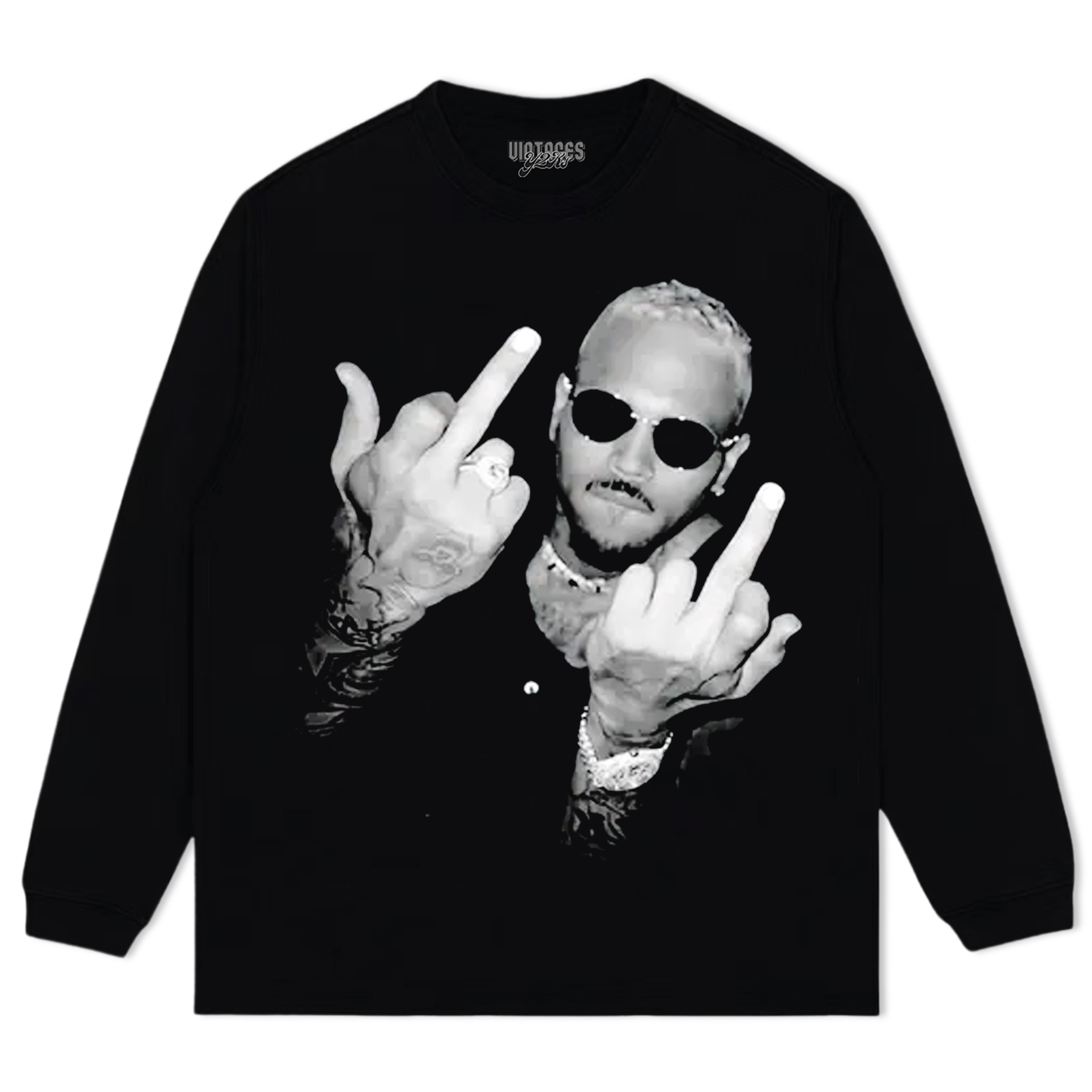 CHRIS BROWN VINTAGE MIDDLE FINGER TEE & LS & HOODIE