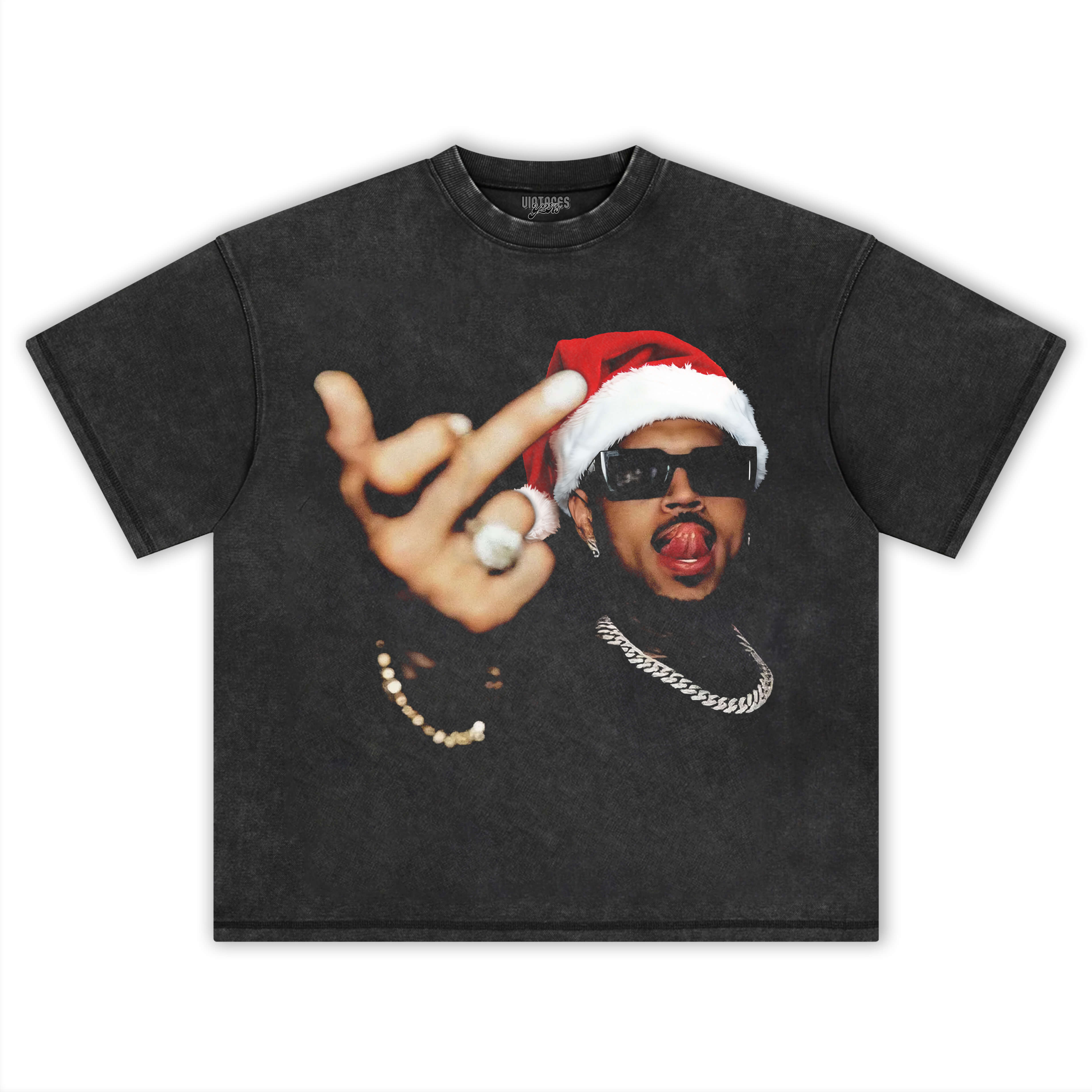 CHRIS BROWN WEARING A SANTA HAT T-SHIRT & LONG SLEEVES & HOODIES