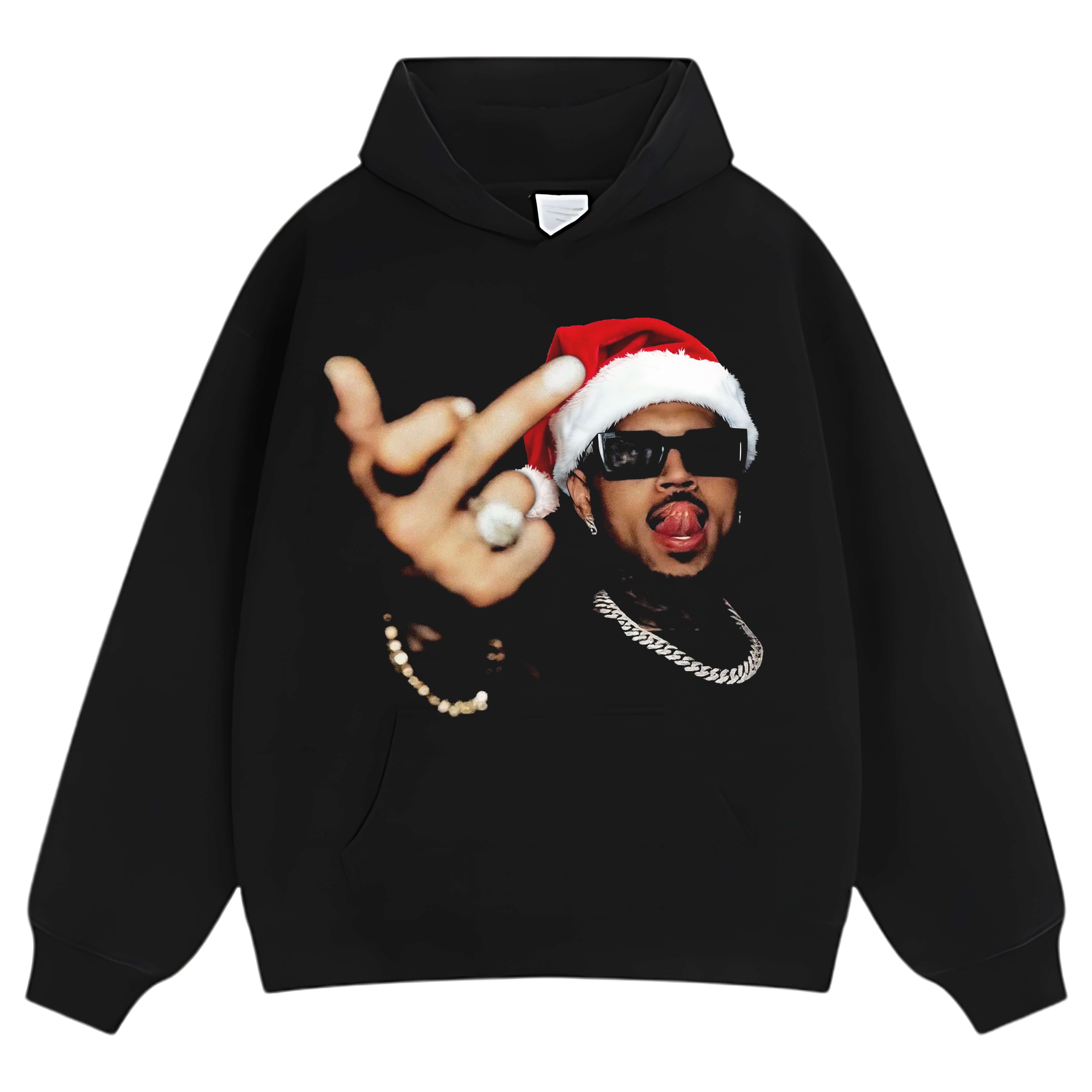 CHRIS BROWN WEARING A SANTA HAT T-SHIRT & LONG SLEEVES & HOODIES