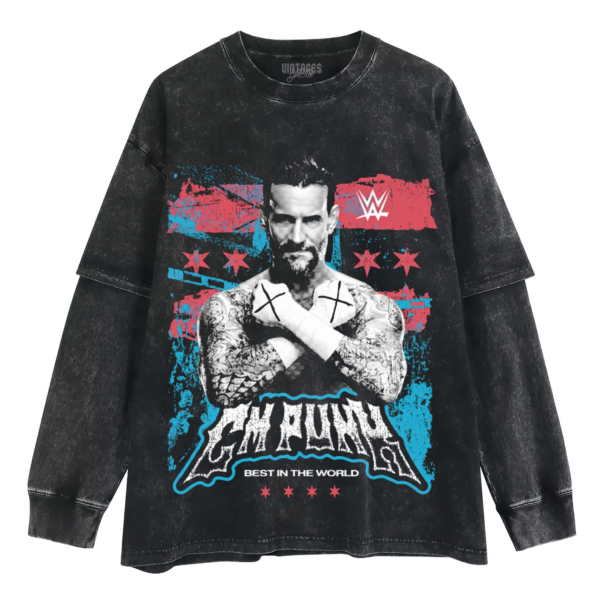 CM PUNK BEST IN THE WORLD RETRO GRUNGE TANK TOP & TEE & LONG SLEEVE & LAYERED LS & HOODIE