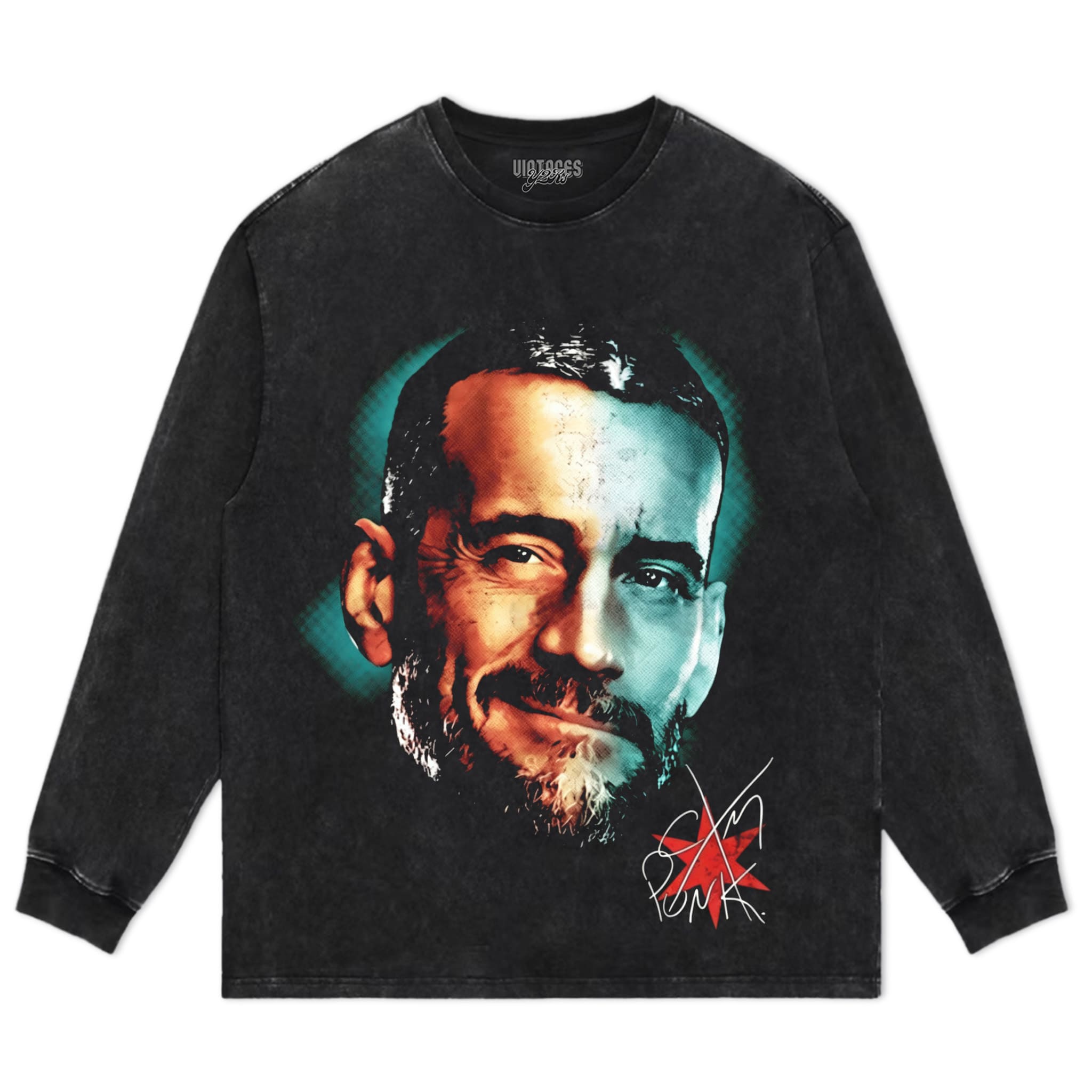 CM PUNK SIGNED WWE PRO WRESTLING TANK TOP & TEE & LONG SLEEVE & LAYERED LS & HOODIE
