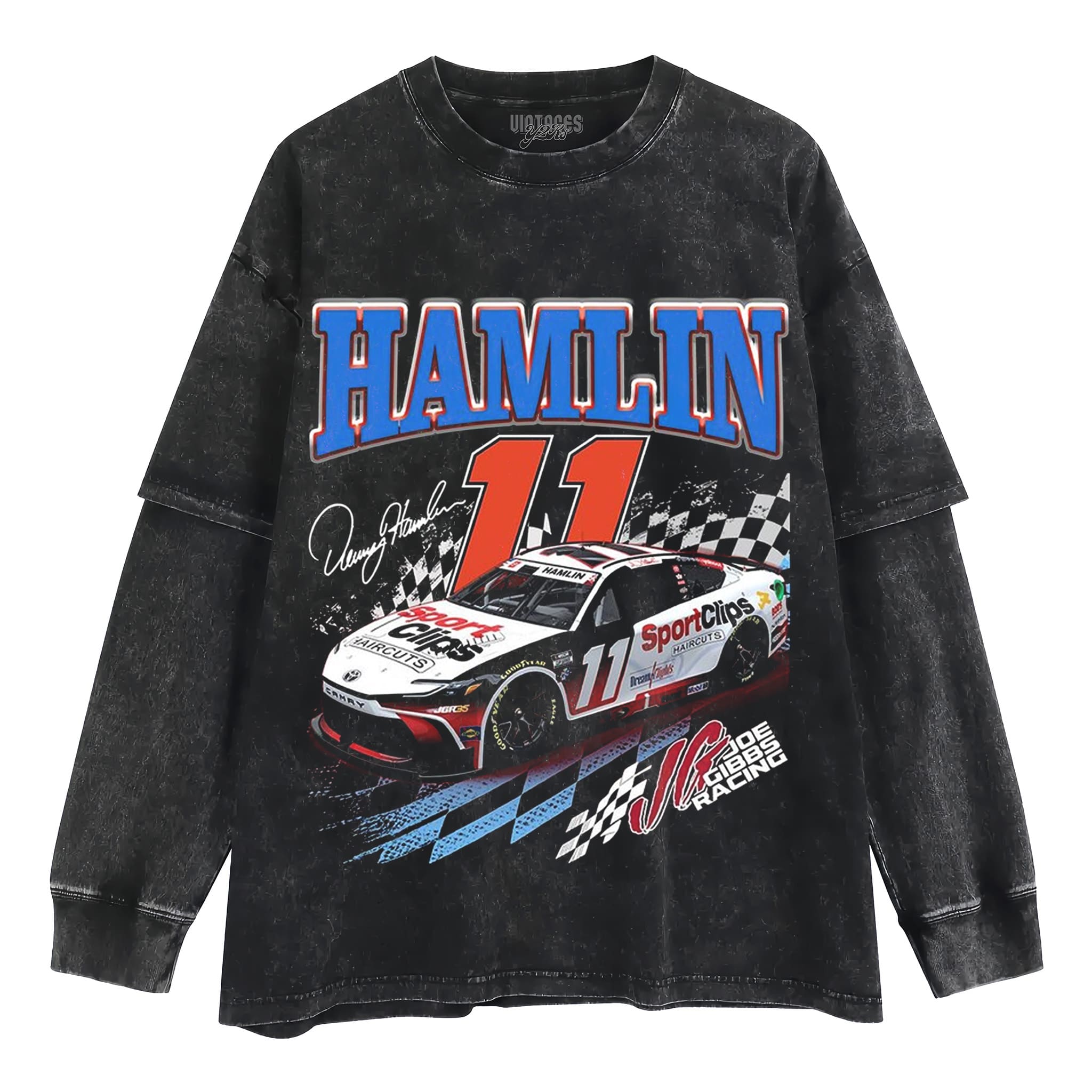 DENNY HAMLIN NASCAR VINTAGE TANK TOP & TEE & LONG SLEEVE & LAYERED LS & HOODIE
