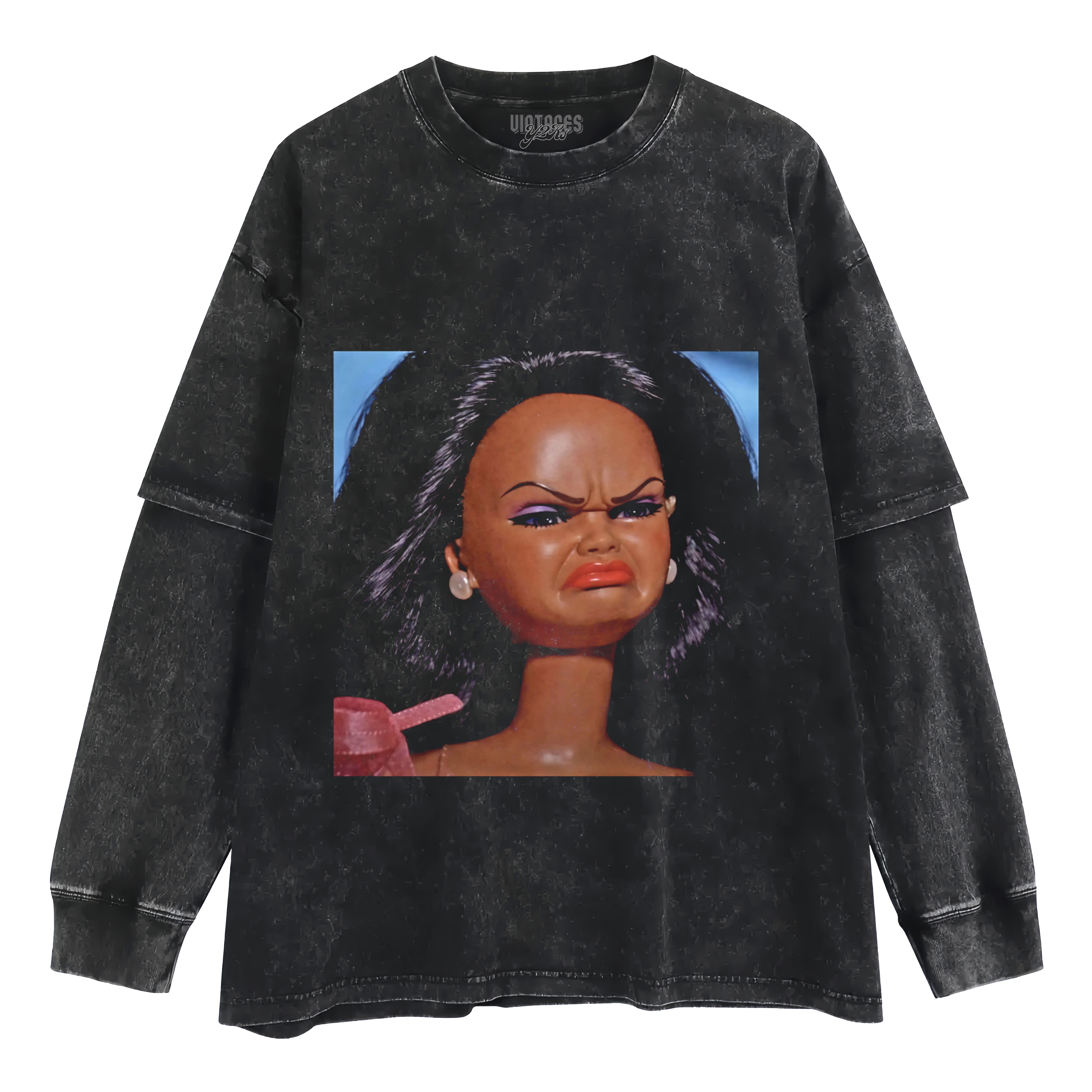 DISGUSTED BLACK BARBIE FACE MEME TANK TOP & TEE & LONG SLEEVE & LAYERED LS & HOODIE