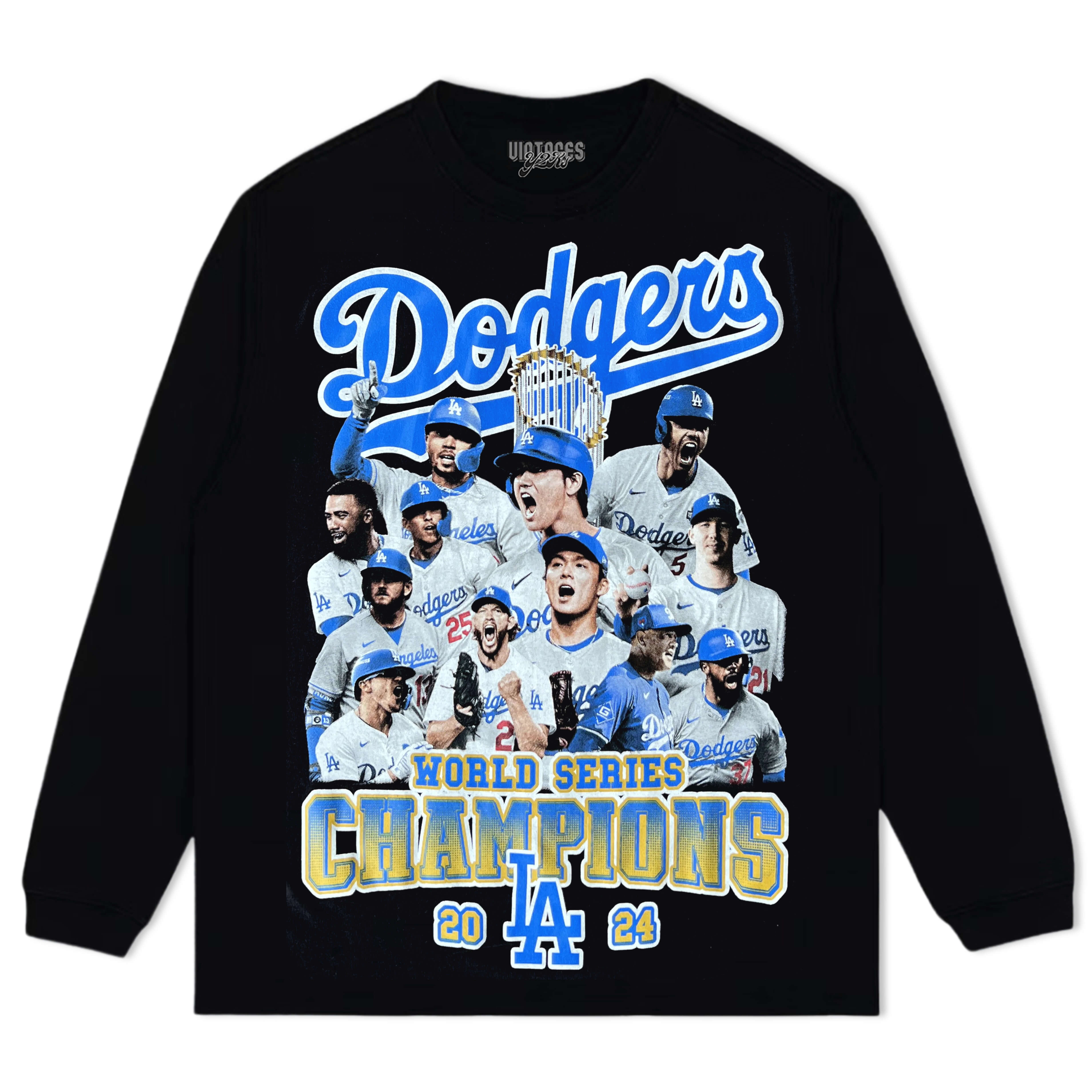 DODGERS WORLD CHAMPS 24 SCREEN GKAPHIL TEE & LS & HOODIE