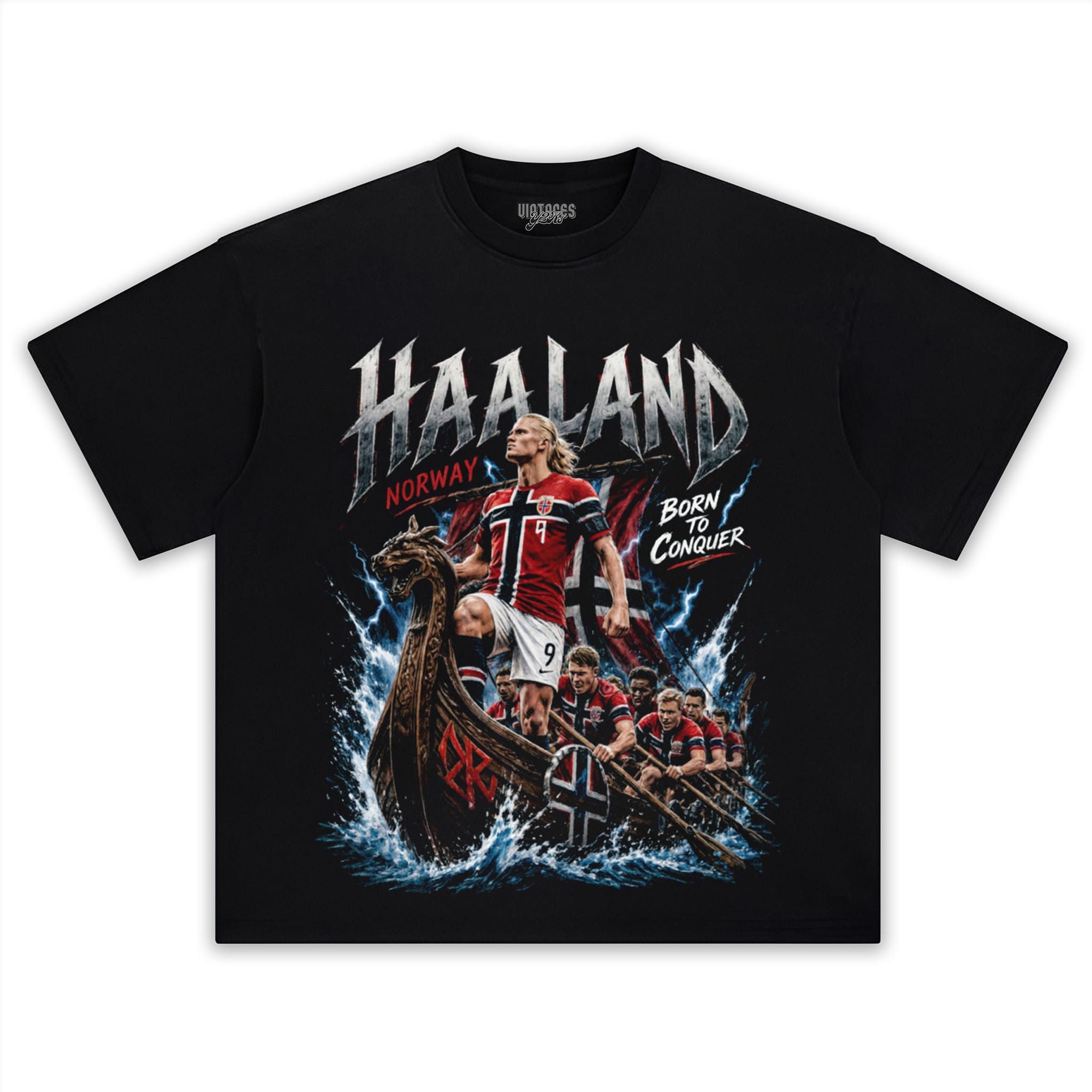 ERLING HAALAND - NORWAY VIKING BORN TO CONQUER TANK TOP & TEE & LONG SLEEVE & LAYERED LS & HOODIE
