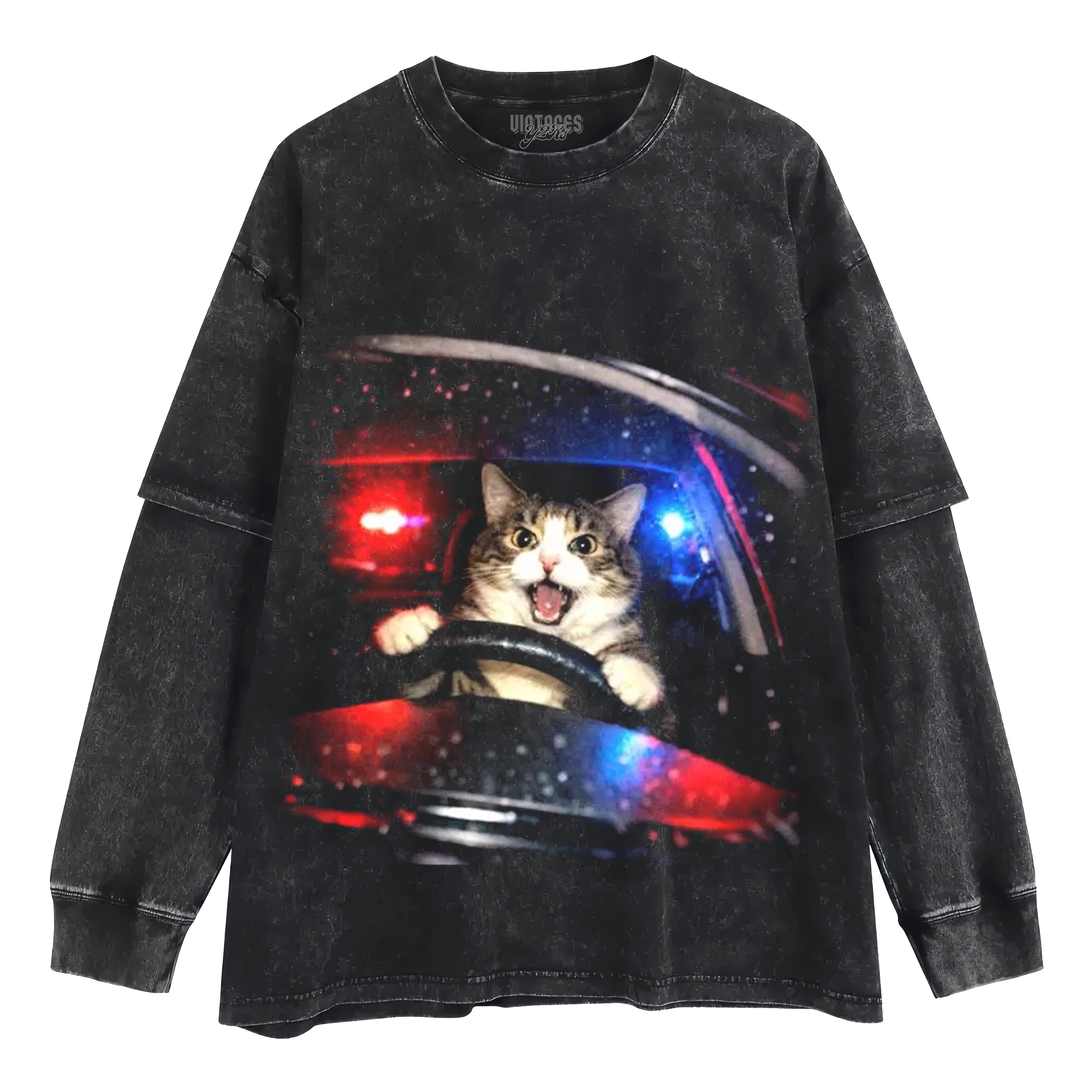FUNNY CAT LAYERED LONG SLEEVE