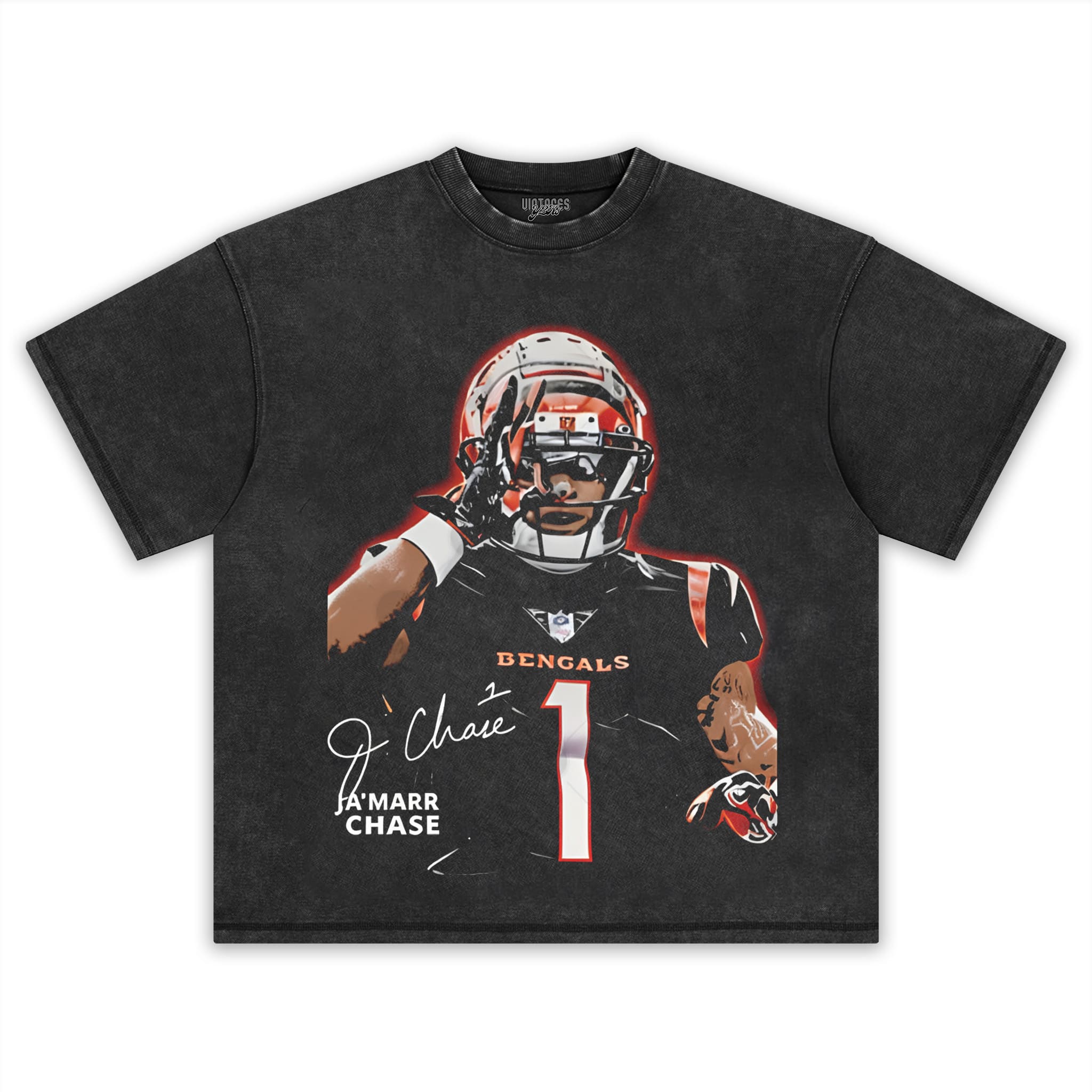 JA’MARR CHASE - CINCINNATI FOOTBALL VINTAGE TANK TOP & TEE & LONG SLEEVE & LAYERED LS & HOODIE