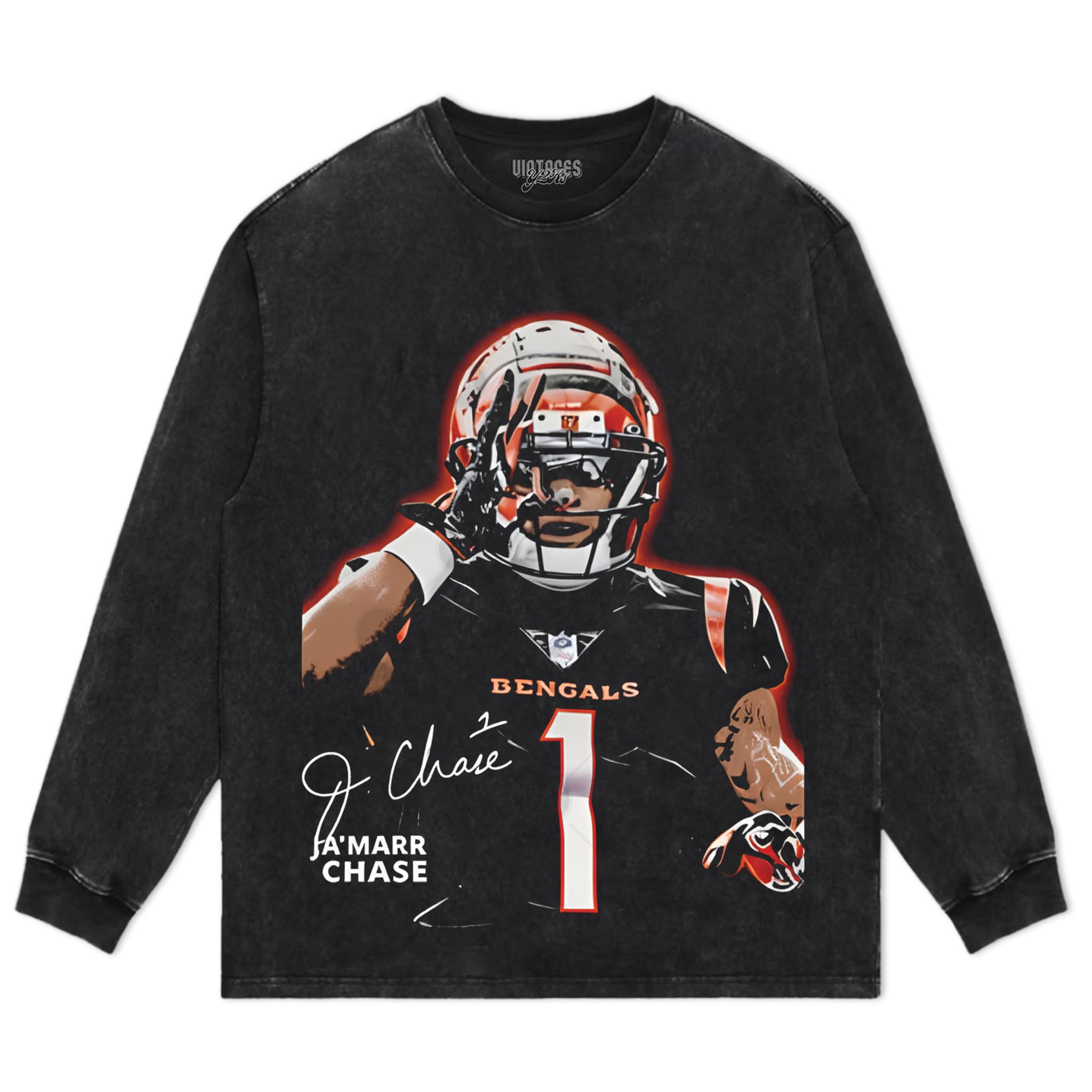 JA’MARR CHASE - CINCINNATI FOOTBALL VINTAGE TANK TOP & TEE & LONG SLEEVE & LAYERED LS & HOODIE