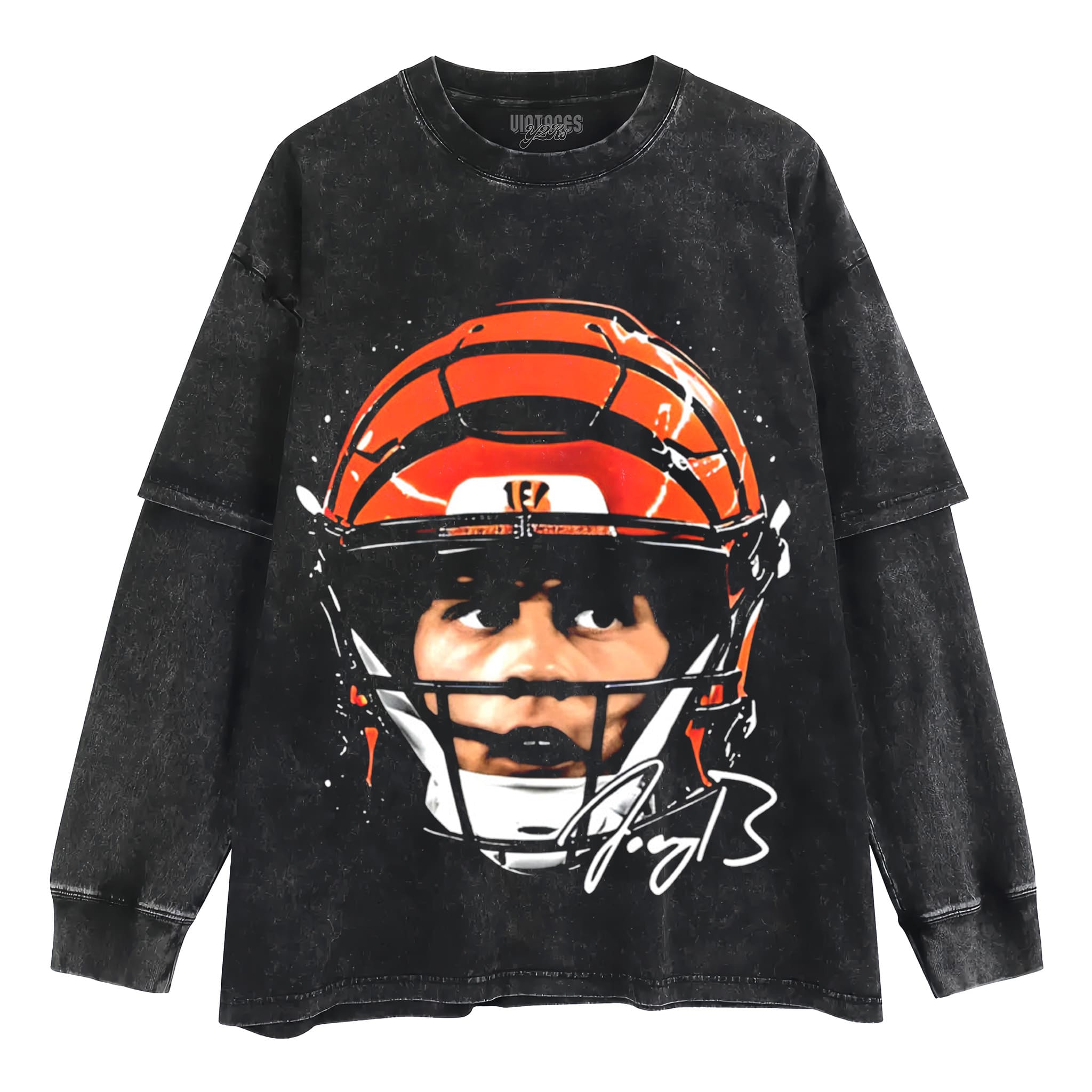 JOE BURROW CINCINNATI HELMET TANK TOP & TEE & LONG SLEEVE & LAYERED LS & HOODIE