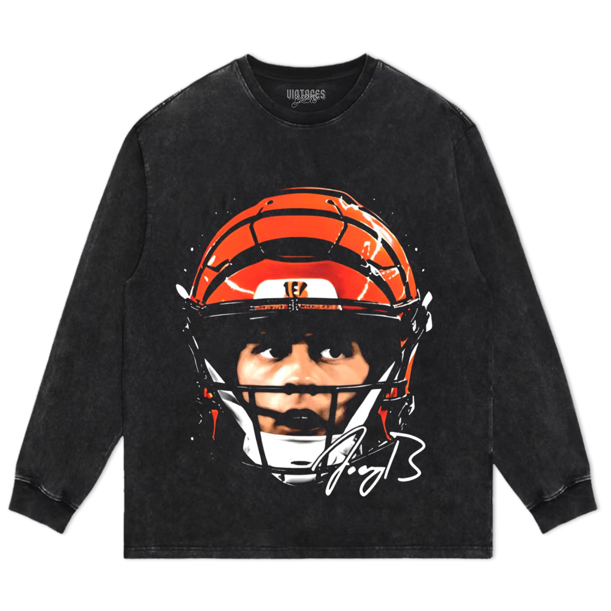 JOE BURROW CINCINNATI HELMET TANK TOP & TEE & LONG SLEEVE & LAYERED LS & HOODIE