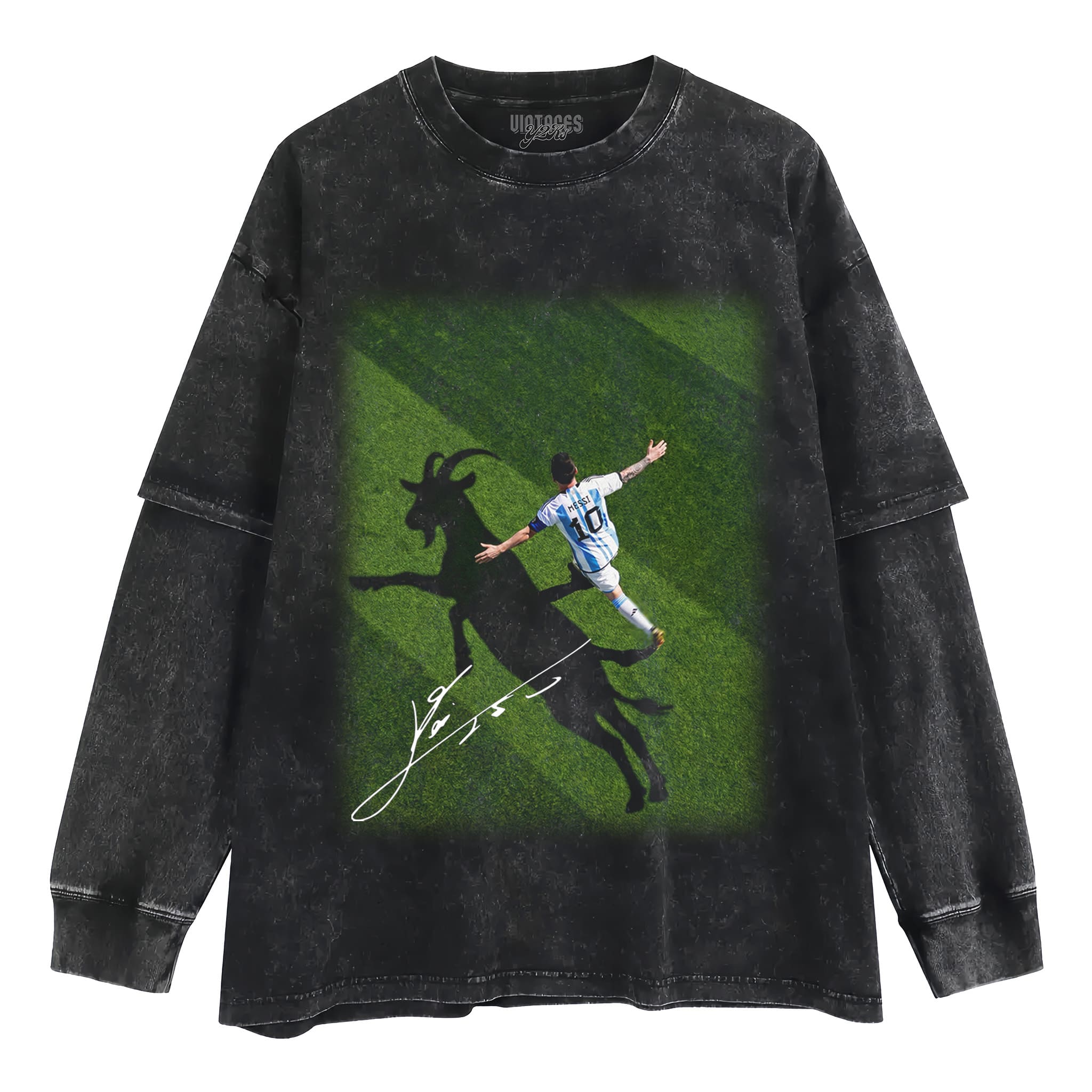 LEO MESSI - GOAT TANK TOP & TEE & LONG SLEEVE & LAYERED LS & HOODIE