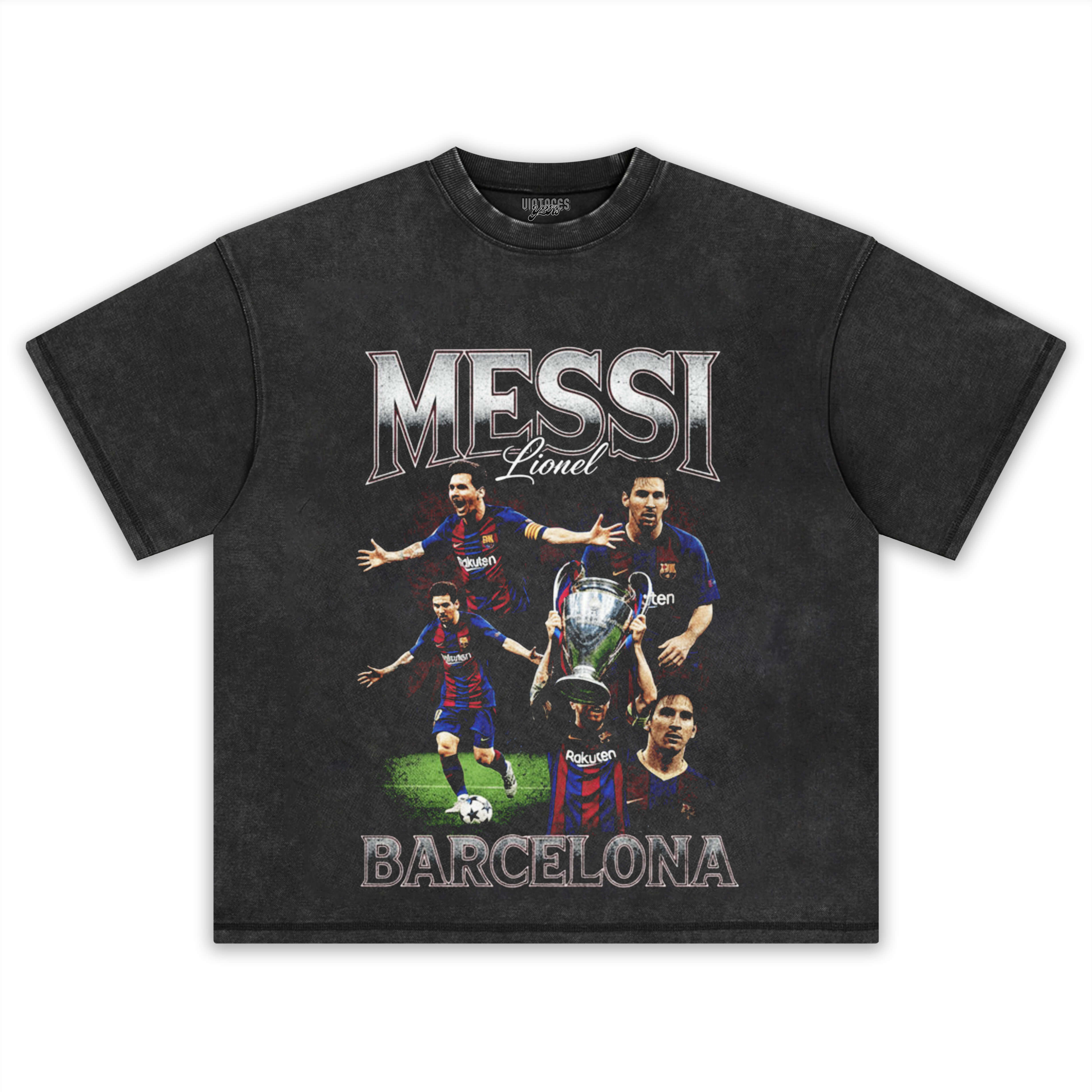 LIONEL MESSI BARCE VINTAGE BOOTLEG TEE & LS & HOODIE