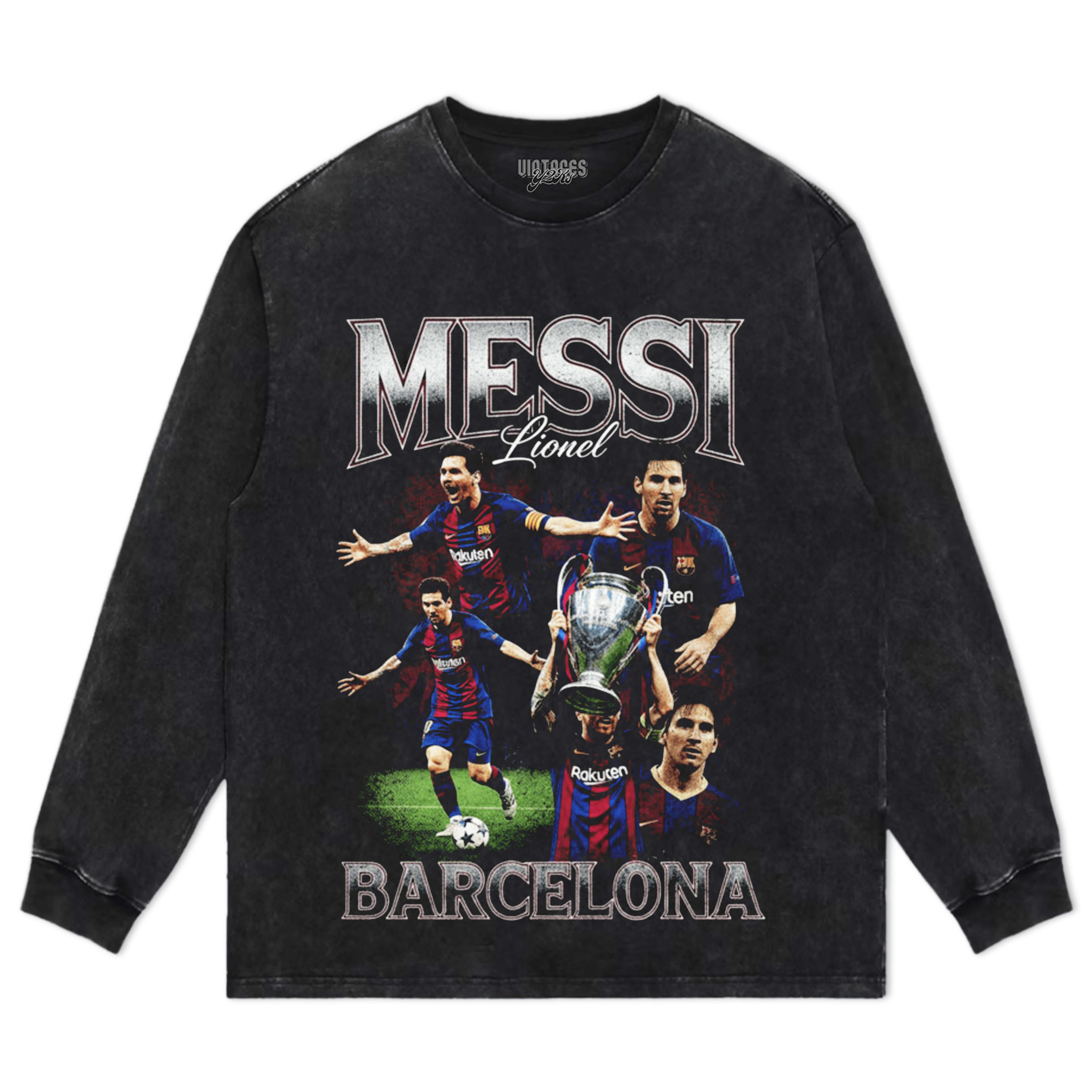 LIONEL MESSI BARCE VINTAGE BOOTLEG TEE & LS & HOODIE