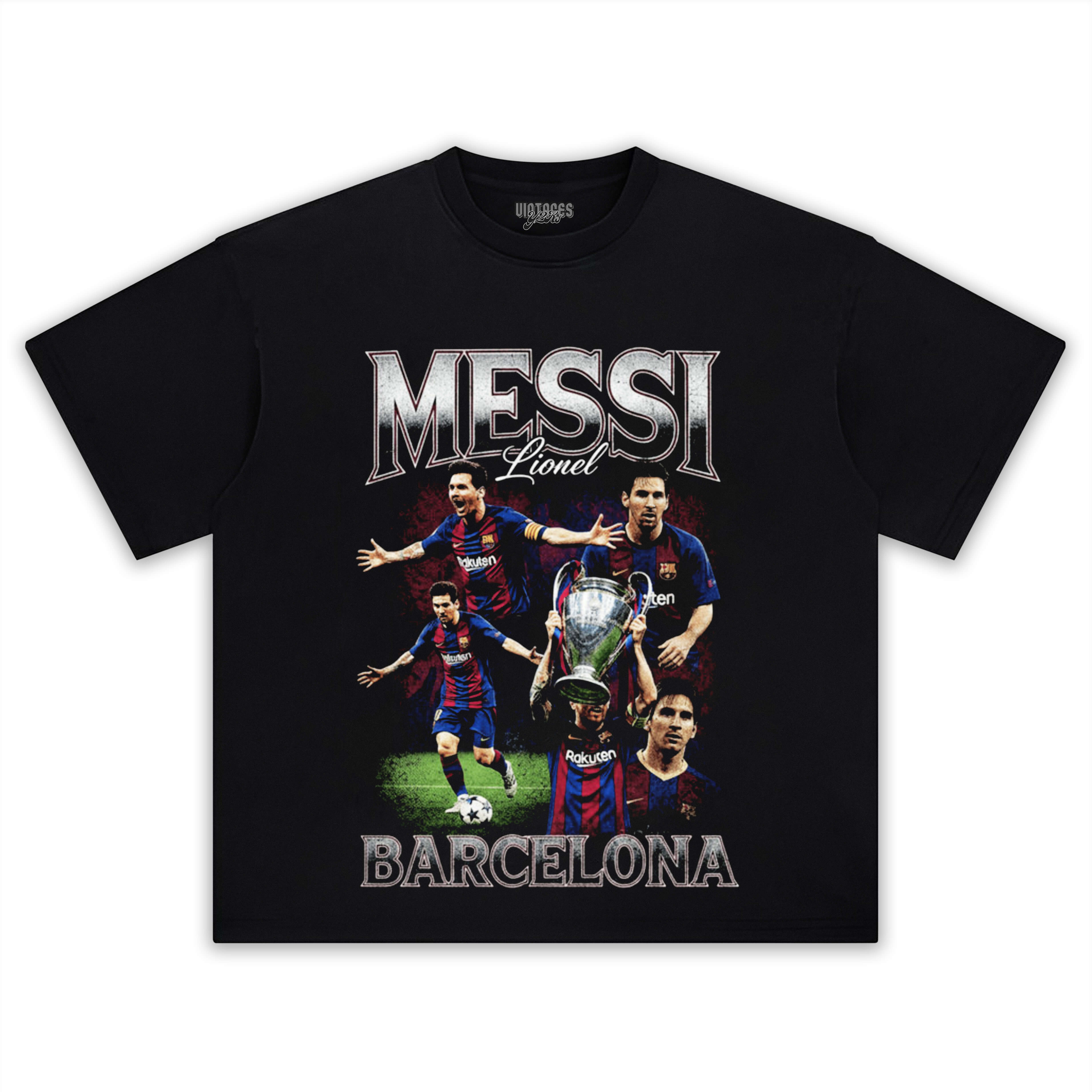 LIONEL MESSI BARCE VINTAGE BOOTLEG TEE & LS & HOODIE