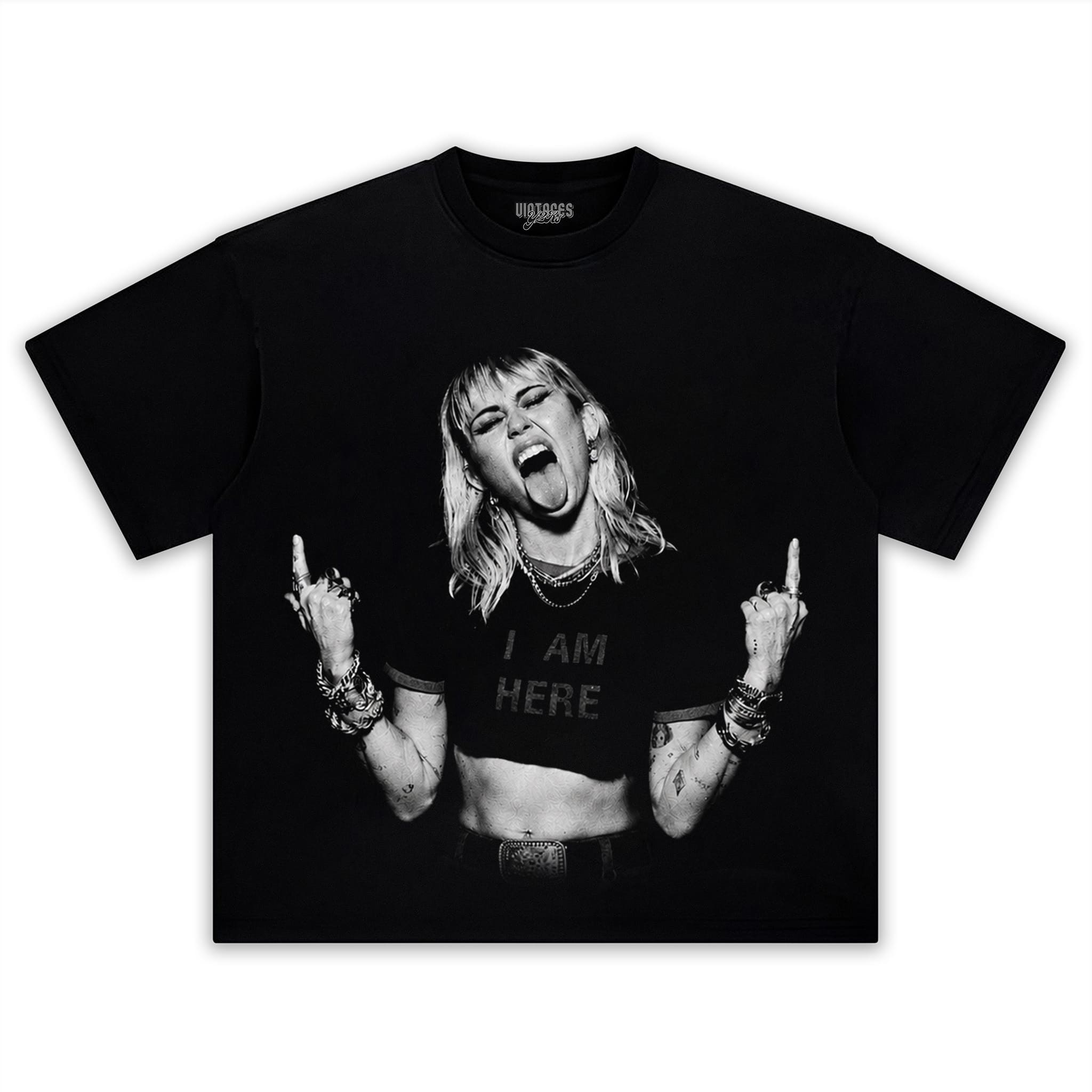 MILEY CYRUS - VINTAGE V3 MIDDLE FINGER TANK TOP & TEE & LONG SLEEVE & LAYERED LS & HOODIE