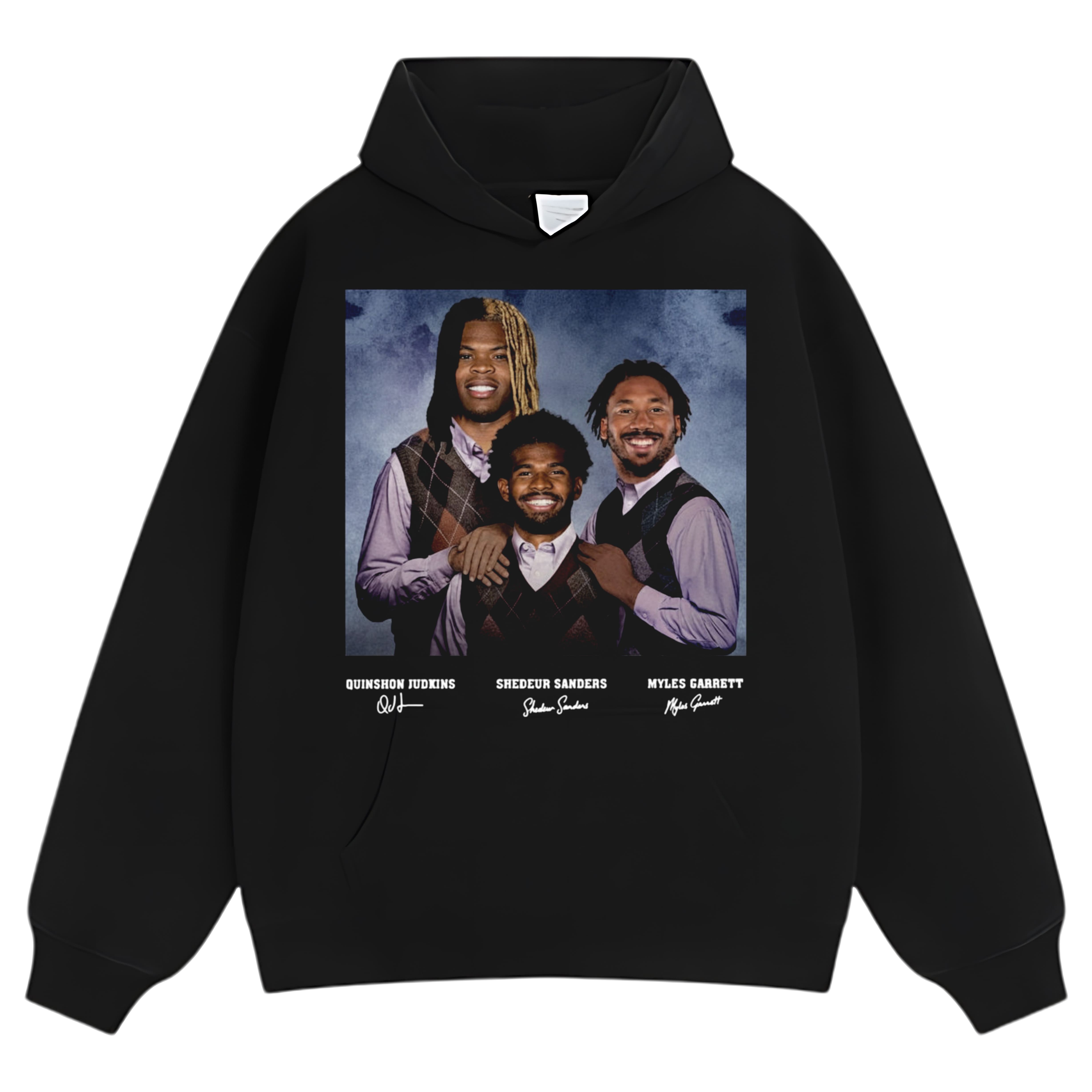 MYLES GARRETT & SHEDEUR SANDERS & QUINSHON JUDKINS CLEVELAND STEP BROTHERS TEE & LS & HOODIE