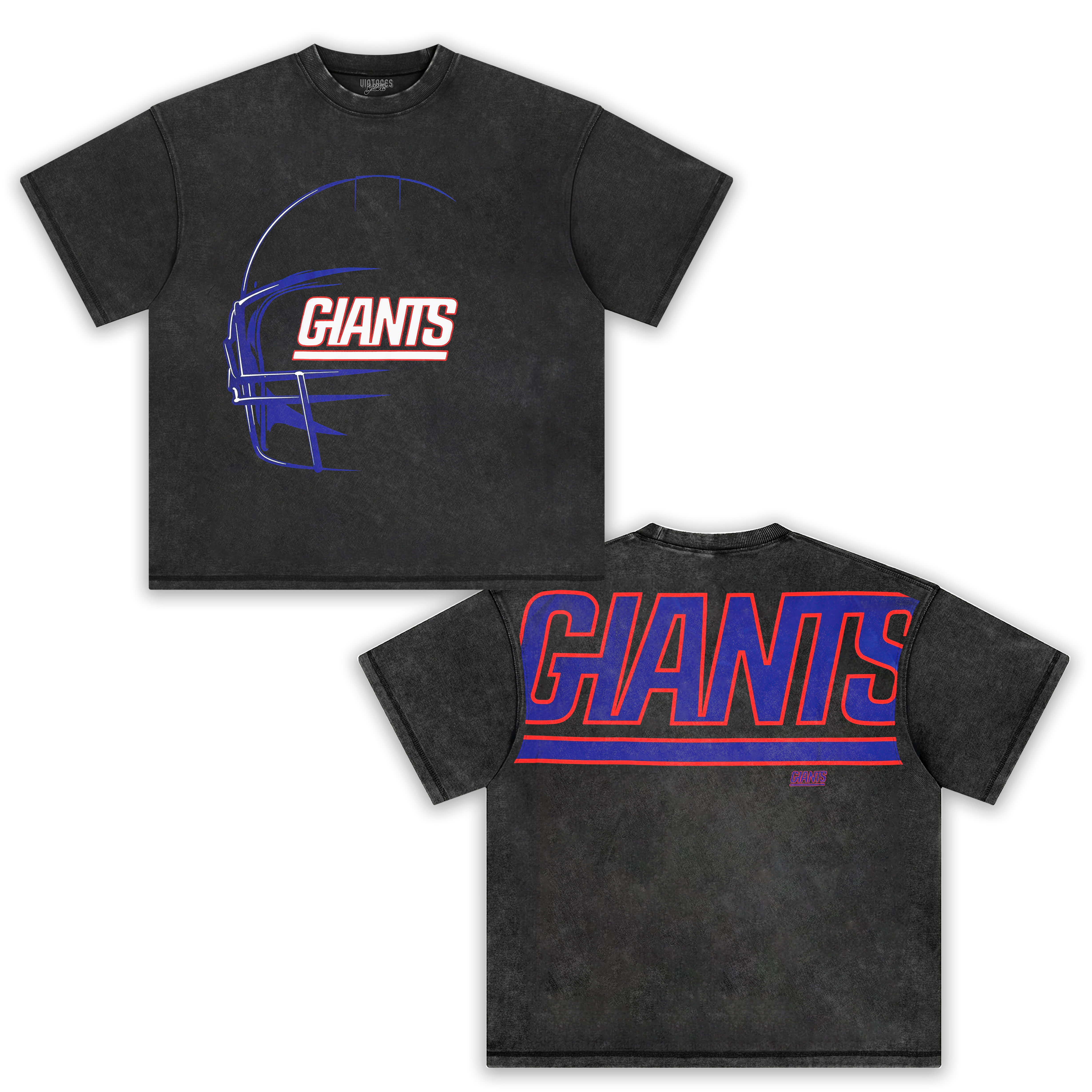 NEW YORK GIANTS NFL BLACK OVERSIZED SHORT SLEEVE TEE
