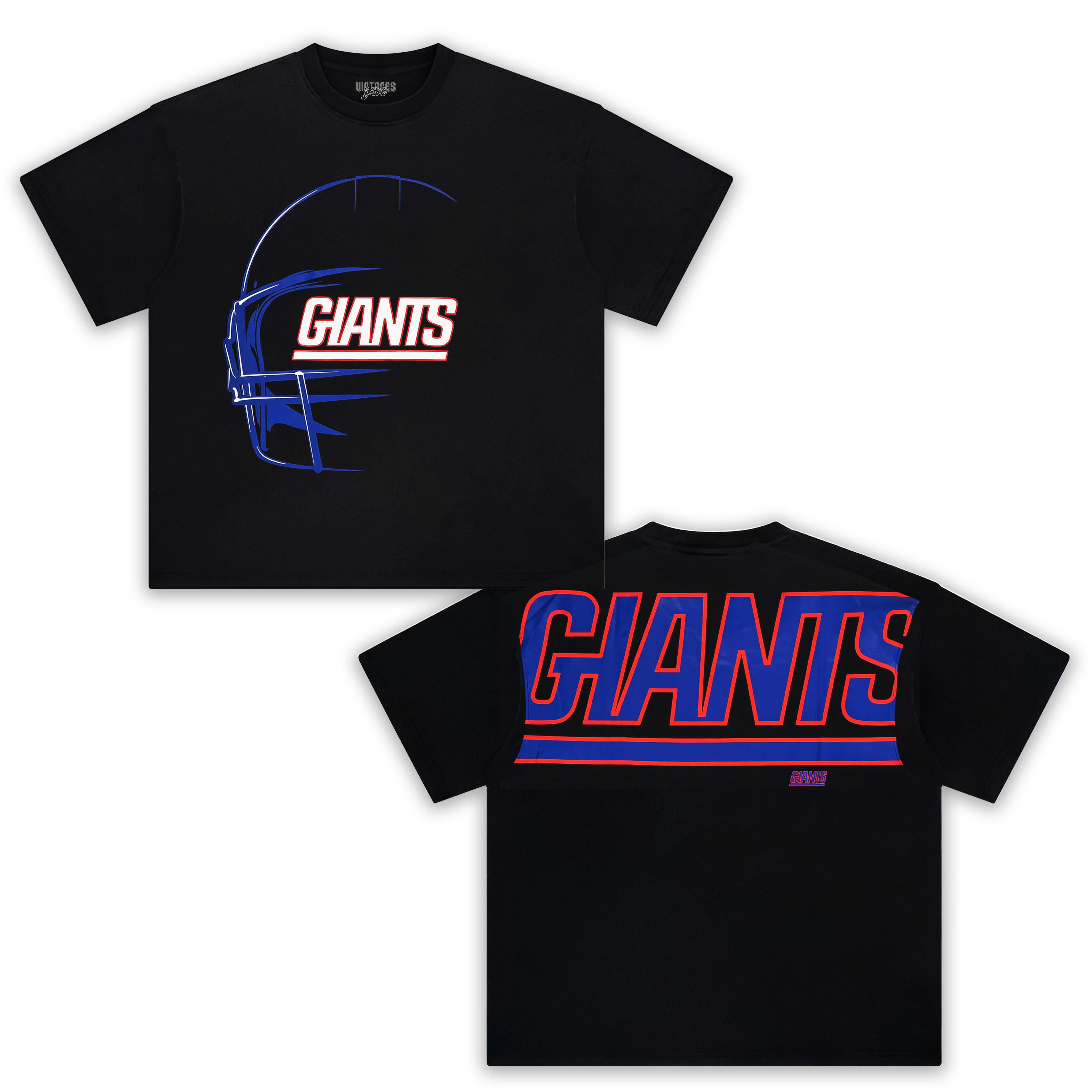 NEW YORK GIANTS NFL BLACK OVERSIZED SHORT SLEEVE TEE