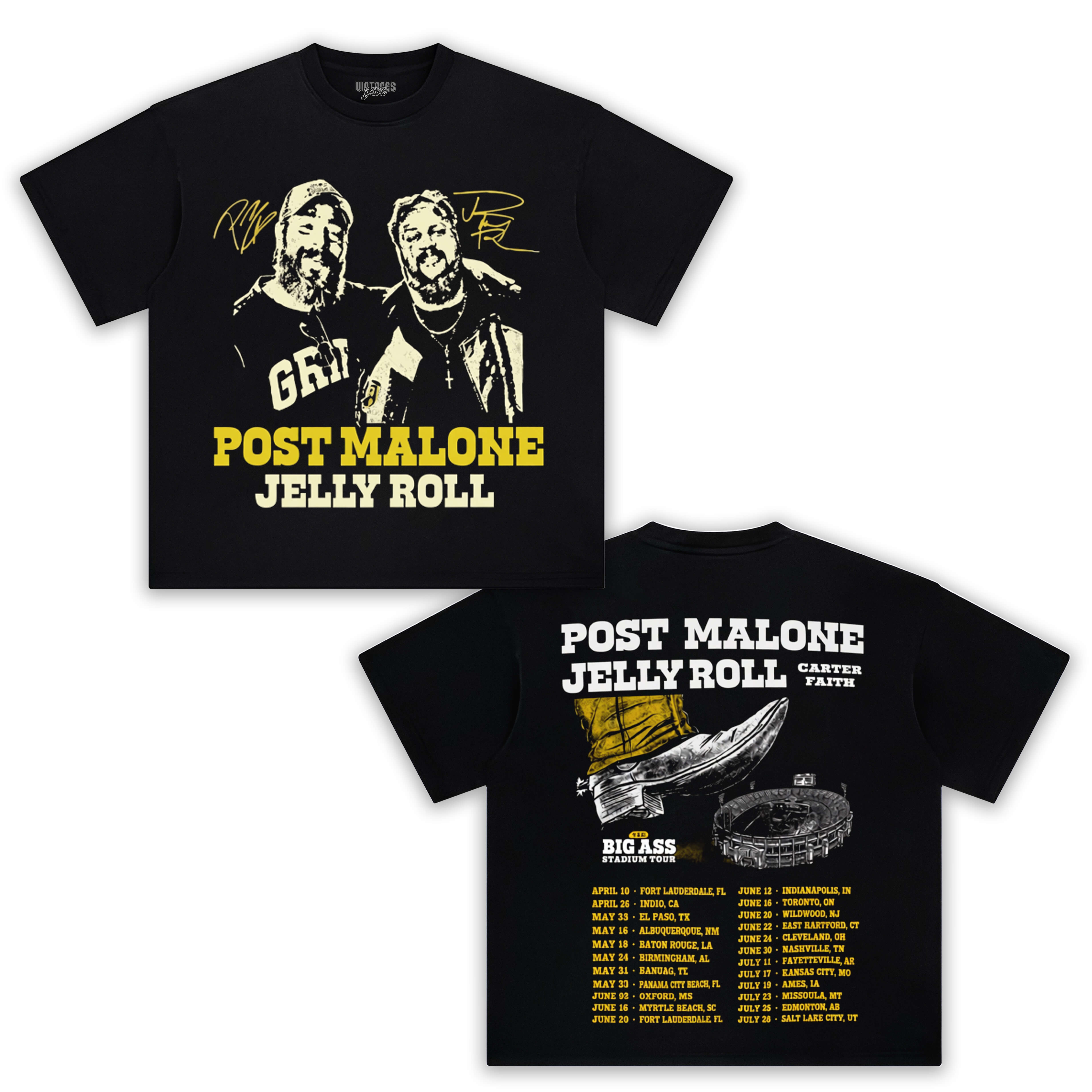 POST MALONE AND JELLY ROLL THE BIG ASS STADIUM TOUR 2026 TEE