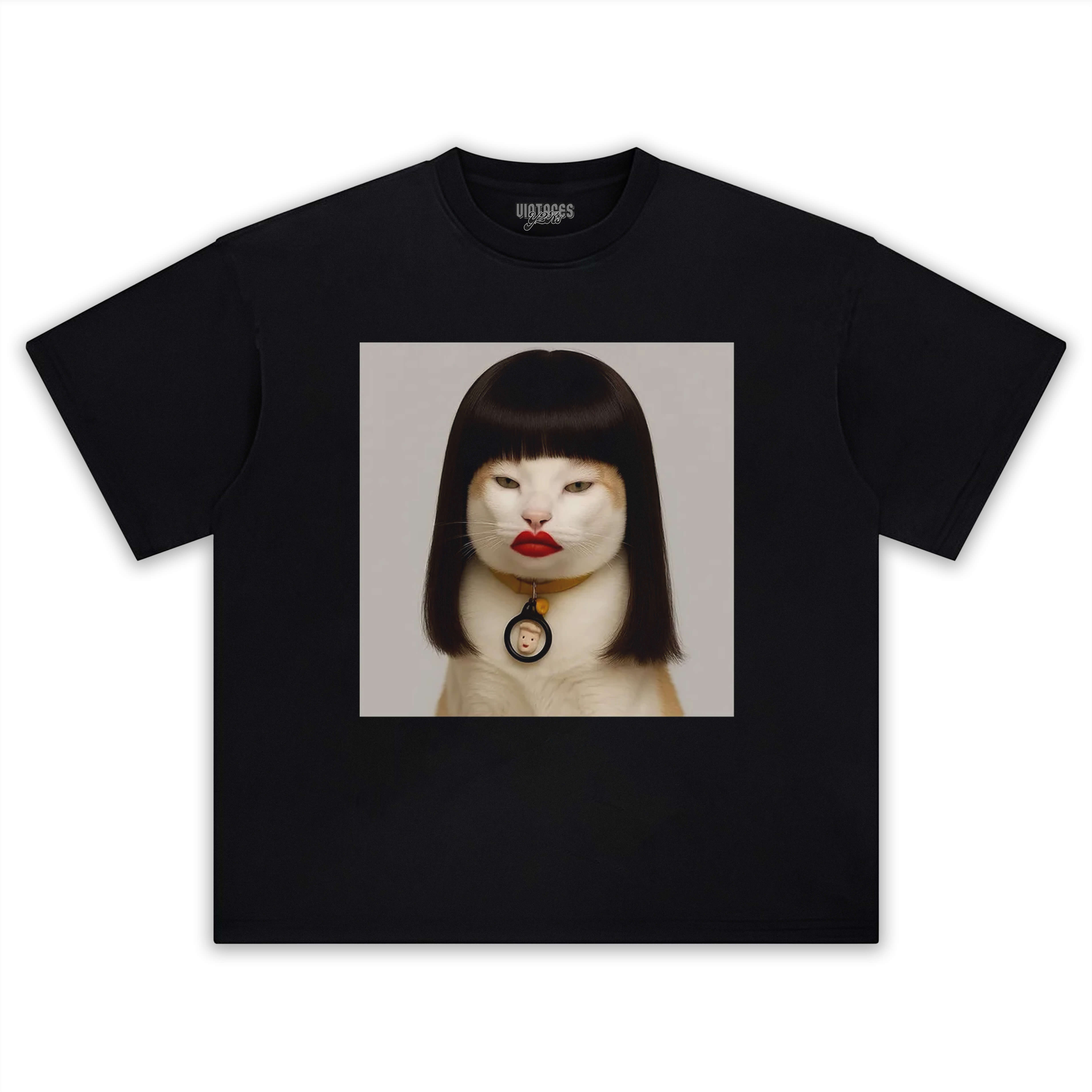RED LIPS CAT TEE