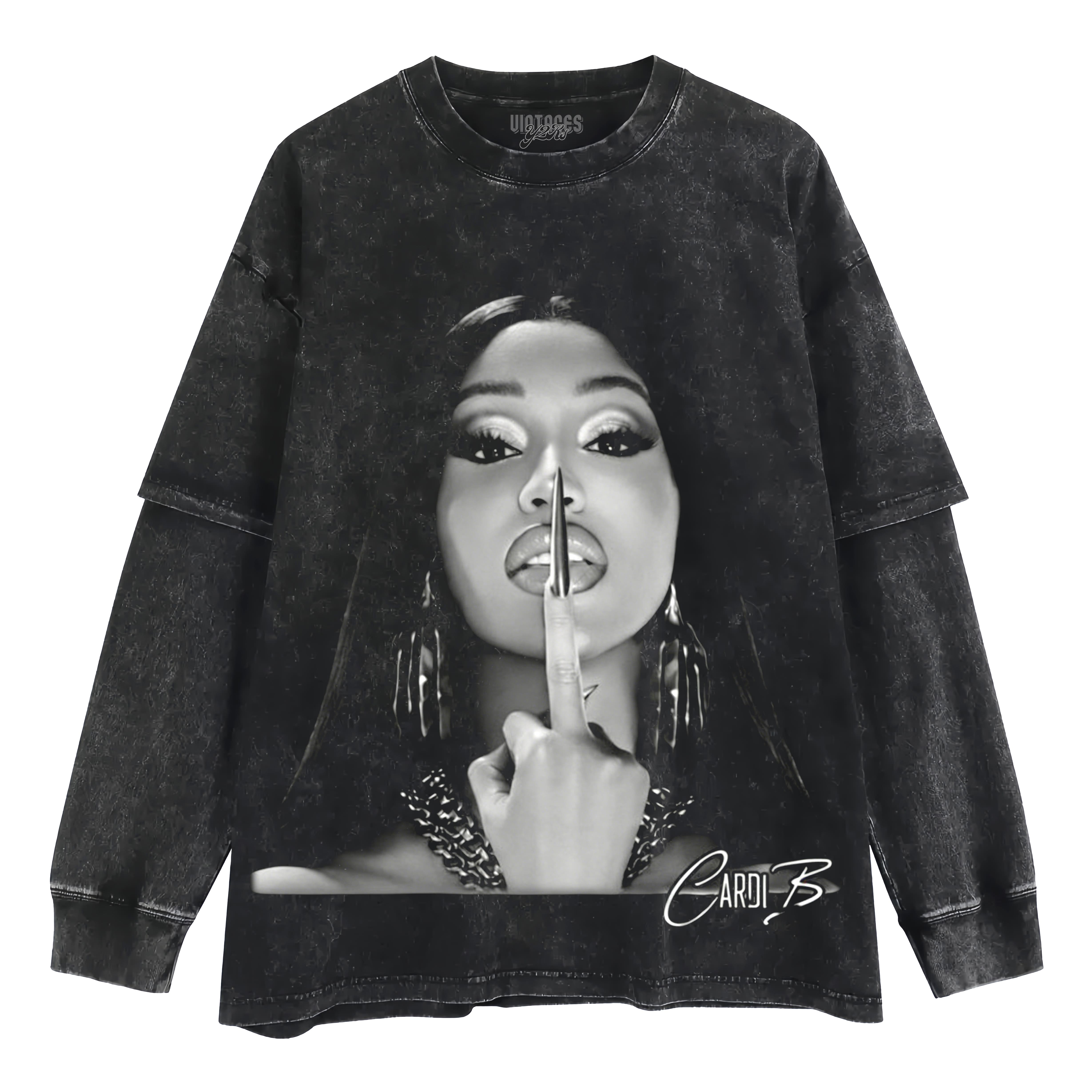 RETRO CARDI B LITTLE MISS DRAMA CONCERT TOUR 2026 LAYERED LONG SLEEVE