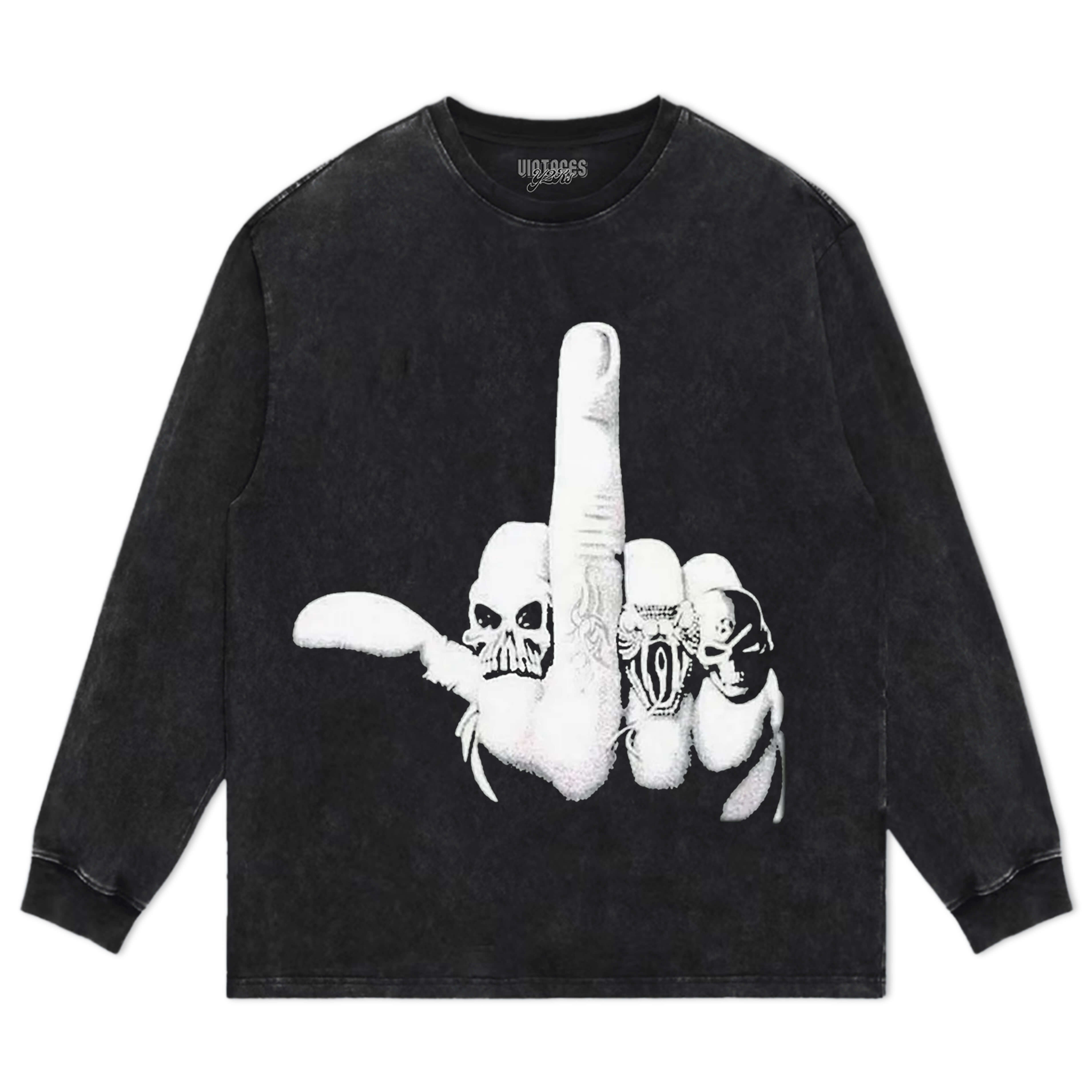 RETRO SKULL WITH MIDDLE FINGER TEE & LS & HOODIE