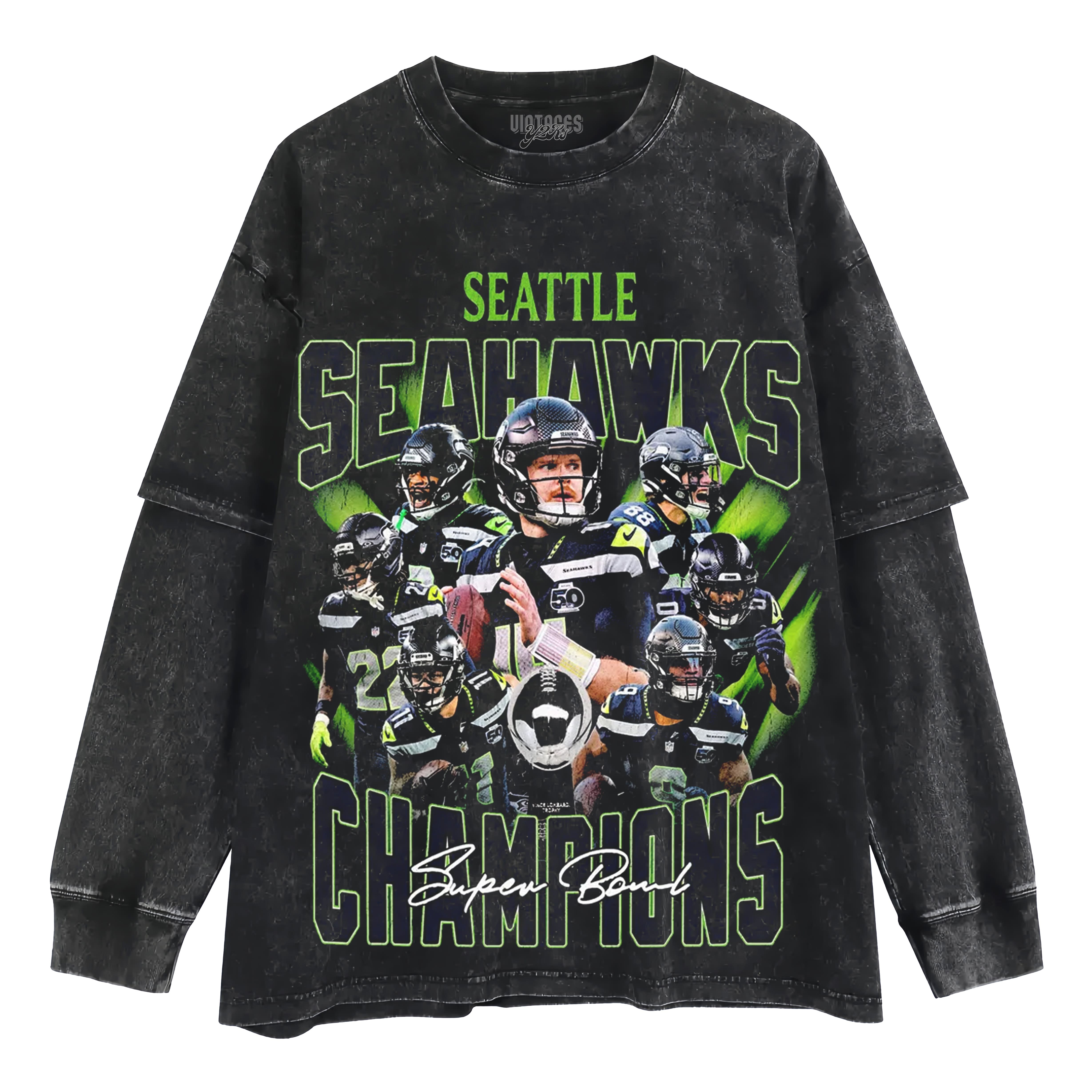 SEATTLE SEAHAWKS & SUPER BOWL LX CHAMPION LAYERED LONG SLEEVE