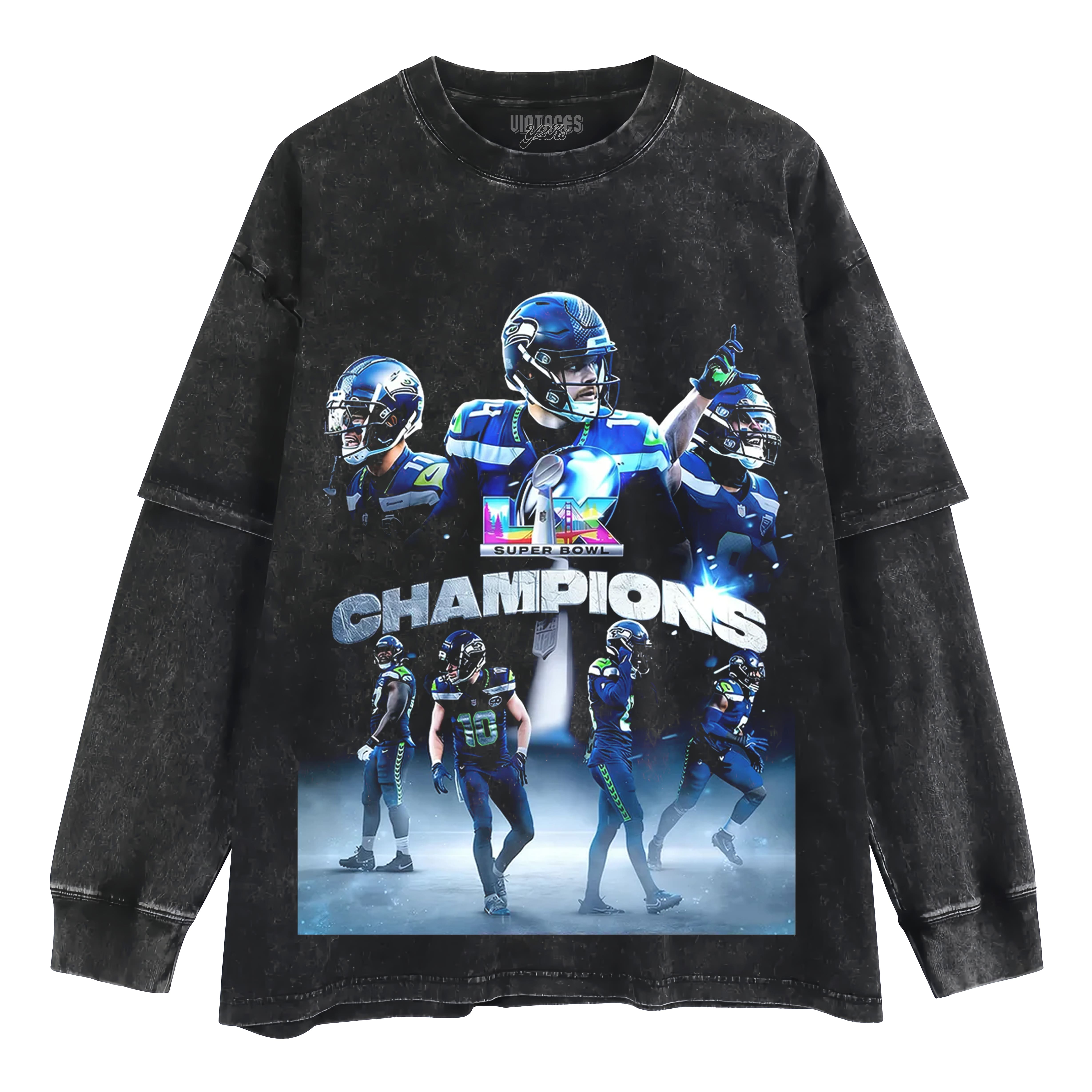 SEATTLE SEAHAWKS & SUPER BOWL LX CHAMPION V4 LAYERED LONG SLEEVE