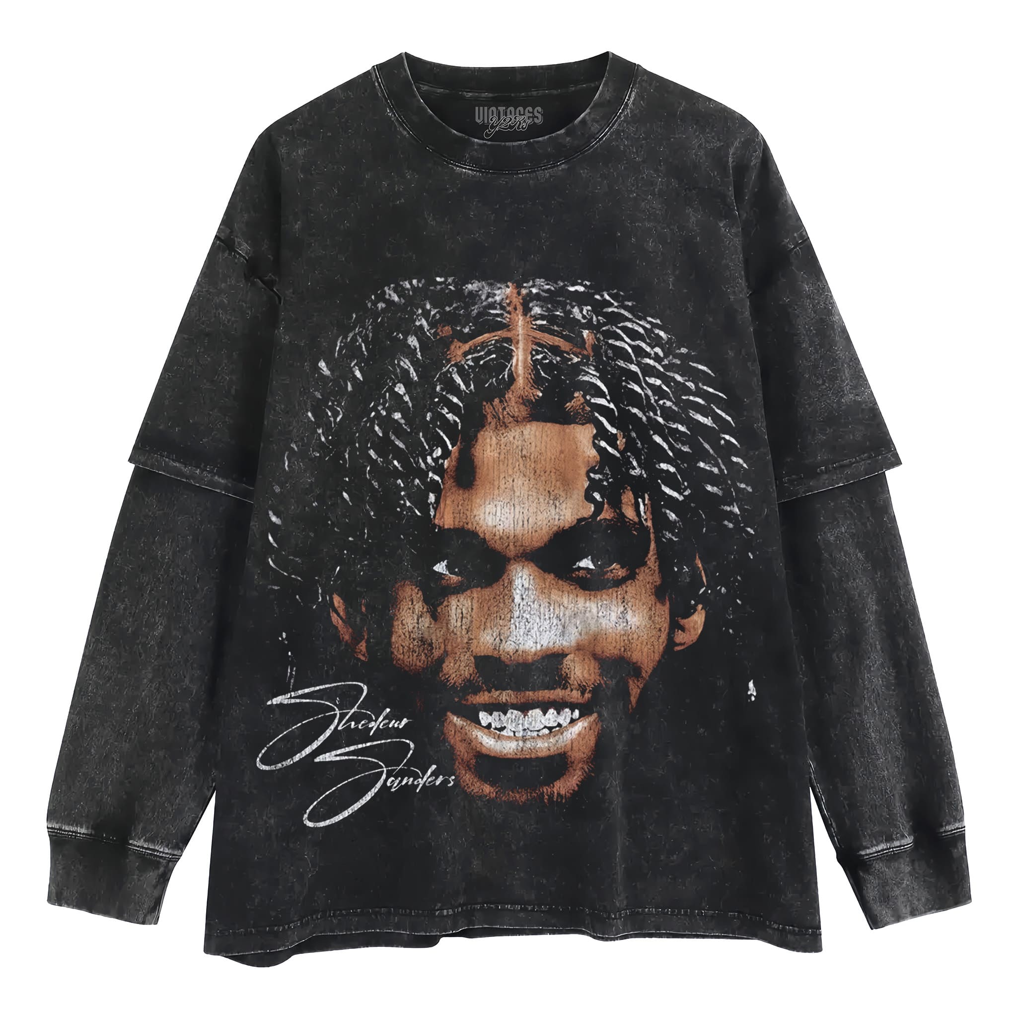 SHEDEUR SANDERS BIG FACE GRUNGE TANK TOP & TEE & LONG SLEEVE & LAYERED LS & HOODIE