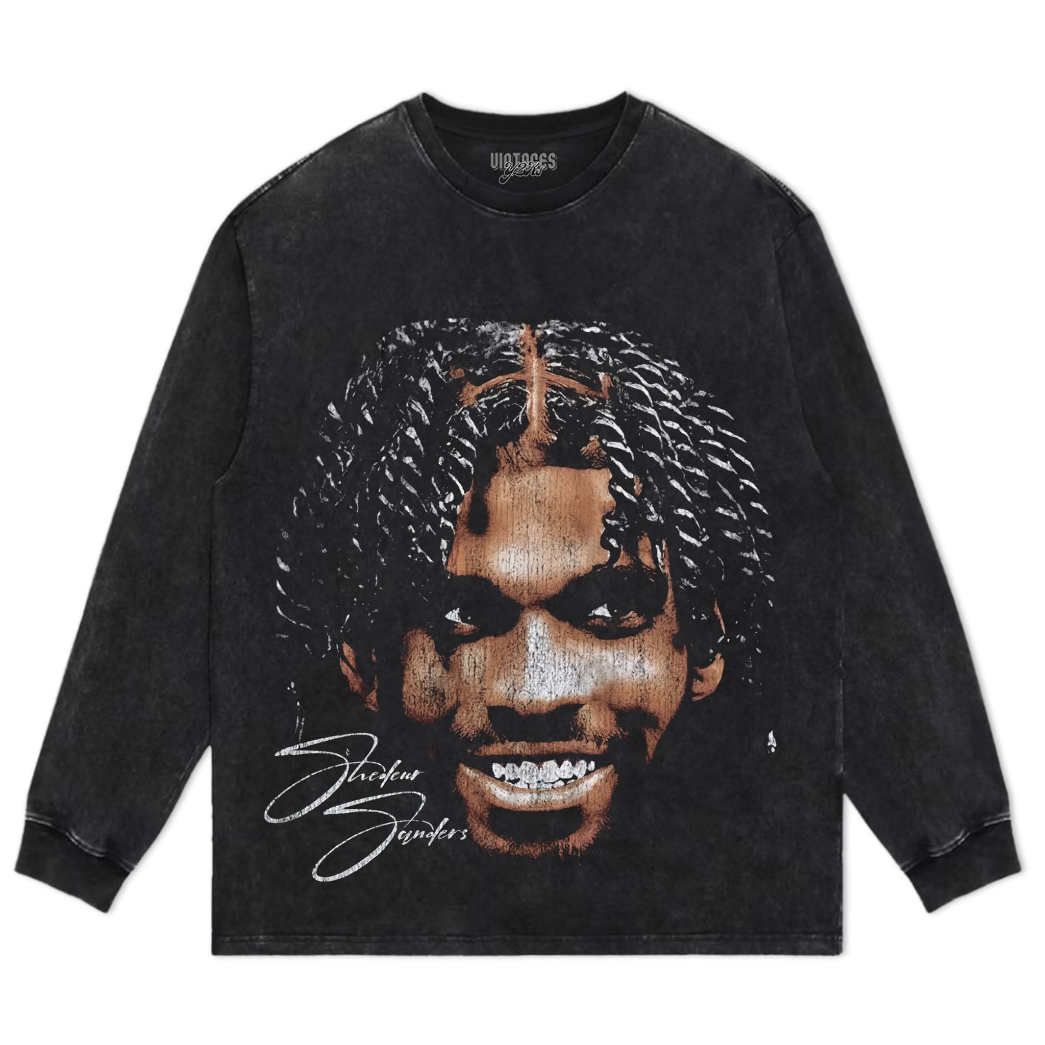 SHEDEUR SANDERS BIG FACE GRUNGE TANK TOP & TEE & LONG SLEEVE & LAYERED LS & HOODIE