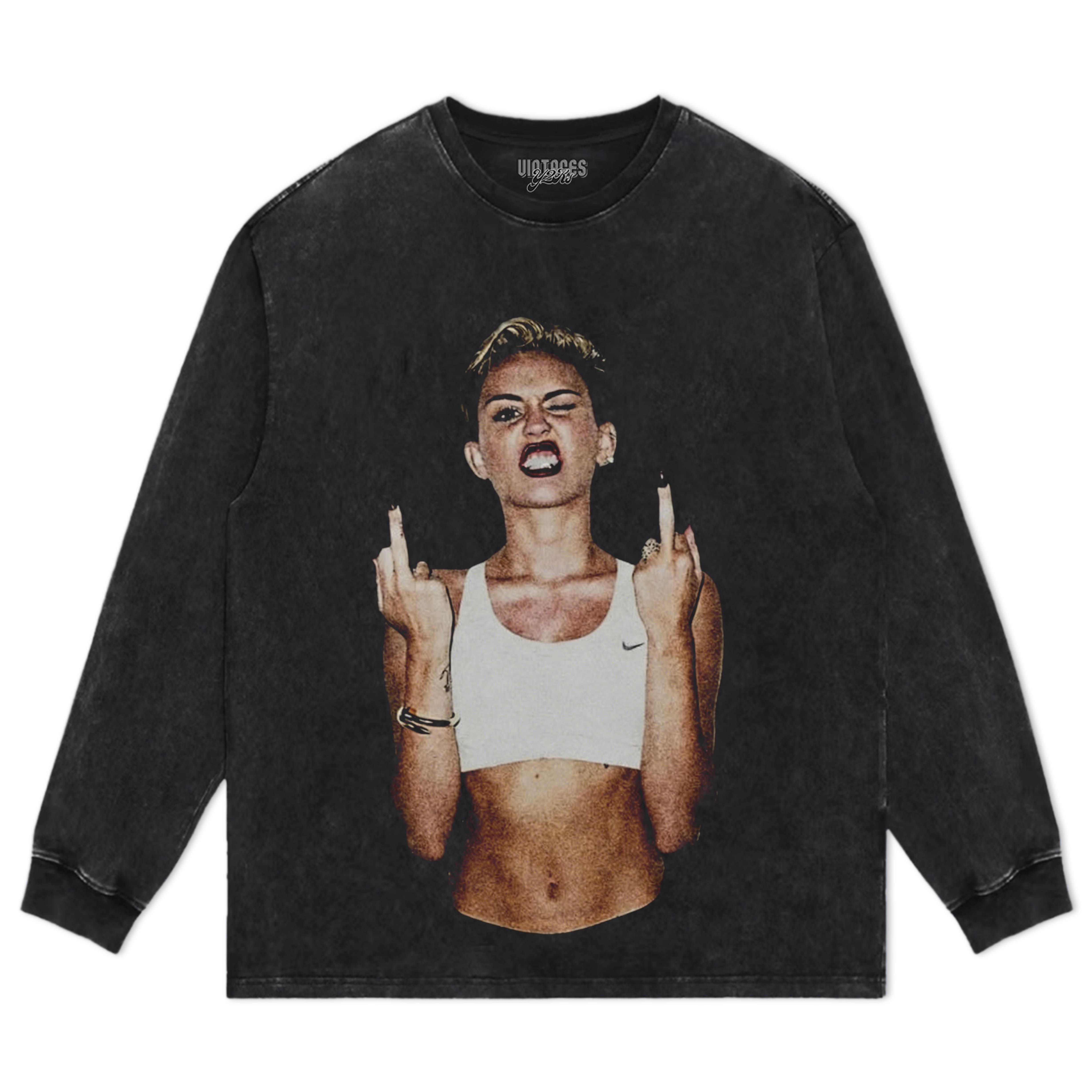 VINTAGE MILEY CYRUS JONES FLIPPING THE BIRD TEE & LS & HOODIE