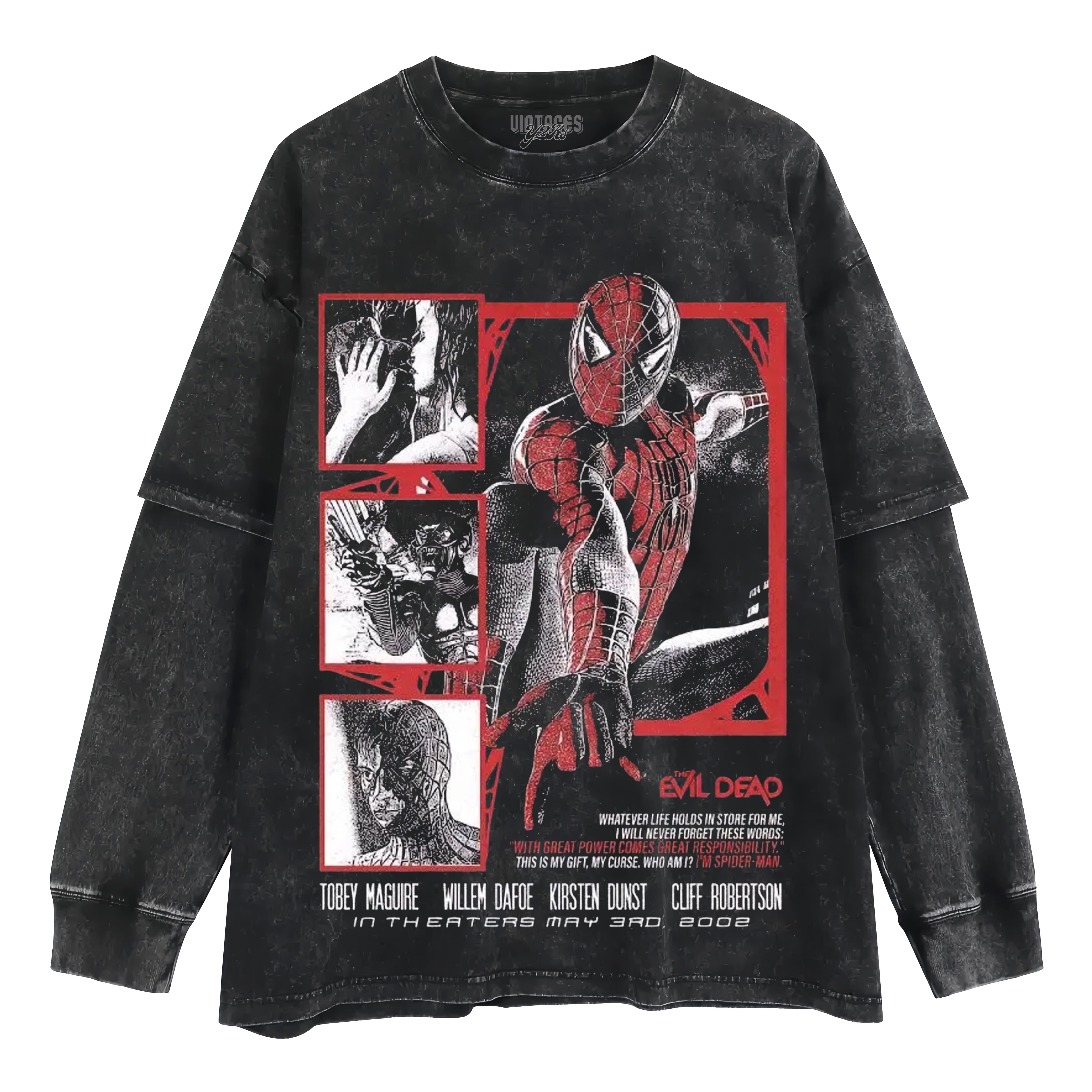 VINTAGE SPIDER MAN MOVIE LAYERED LONG SLEEVE