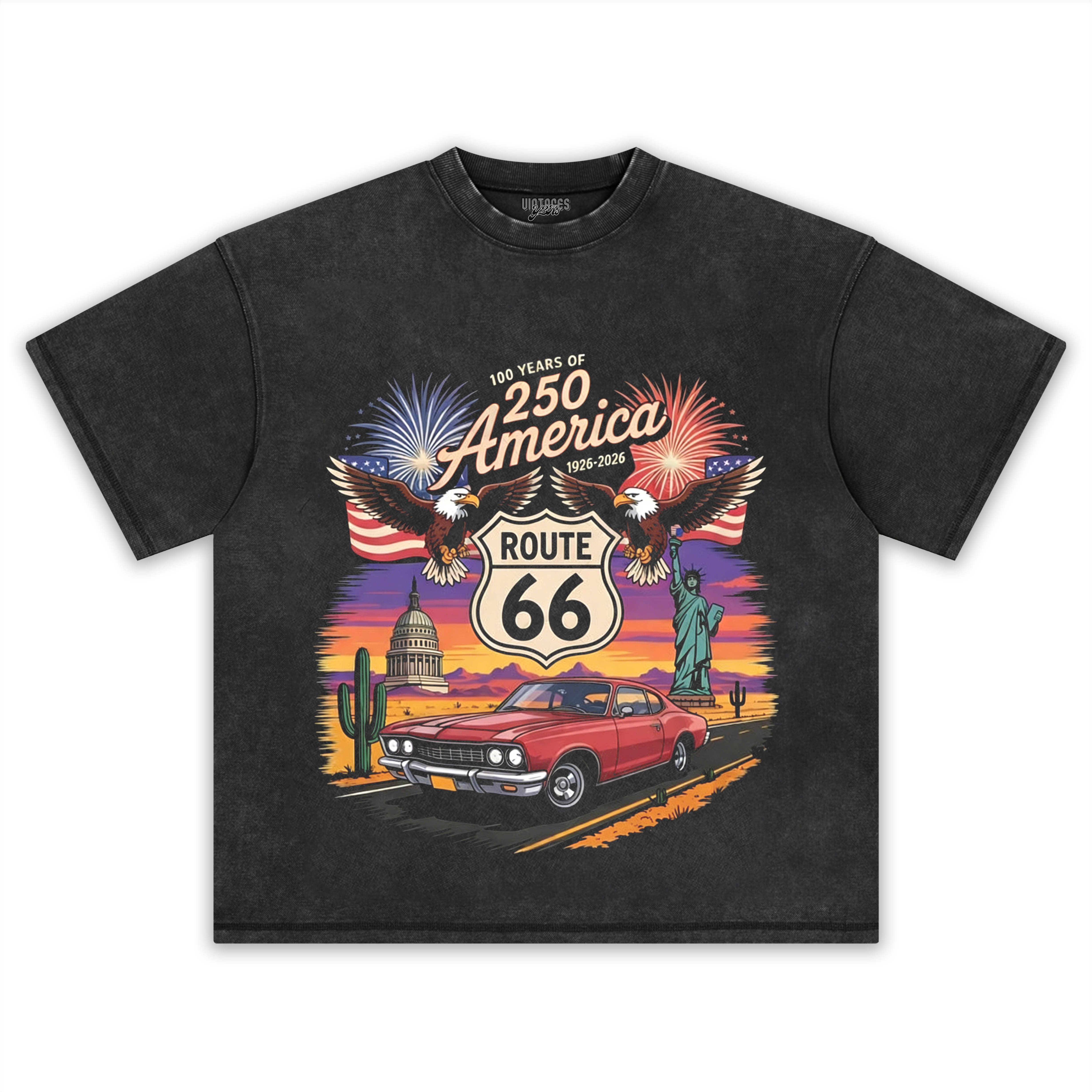 100 YEARS ROUTE 66 AMERICA’S 250TH TANK TOP & TEE & LONG SLEEVE & LAYERED LS & HOODIE