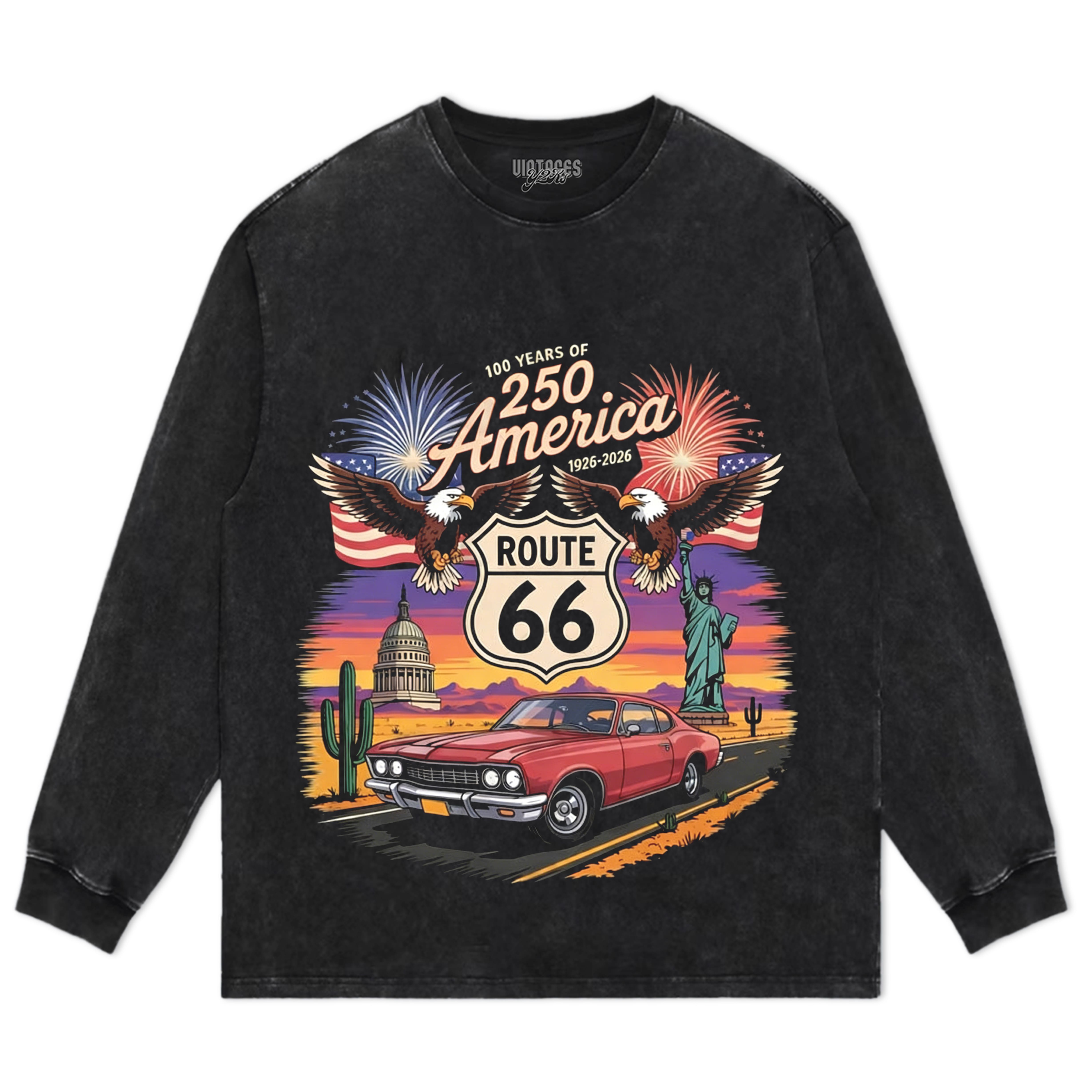 100 YEARS ROUTE 66 AMERICA’S 250TH TANK TOP & TEE & LONG SLEEVE & LAYERED LS & HOODIE